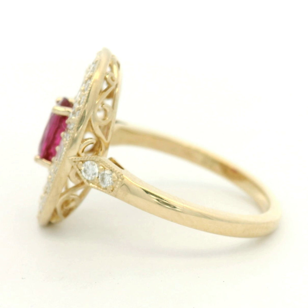 14KYG Diamond and Ruby Ring