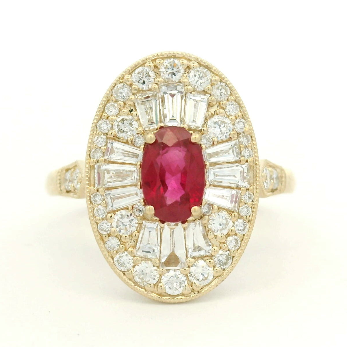 14KYG Diamond and Ruby Ring