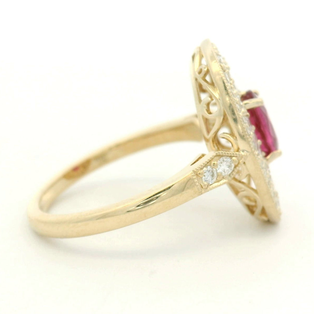 14KYG Diamond and Ruby Ring