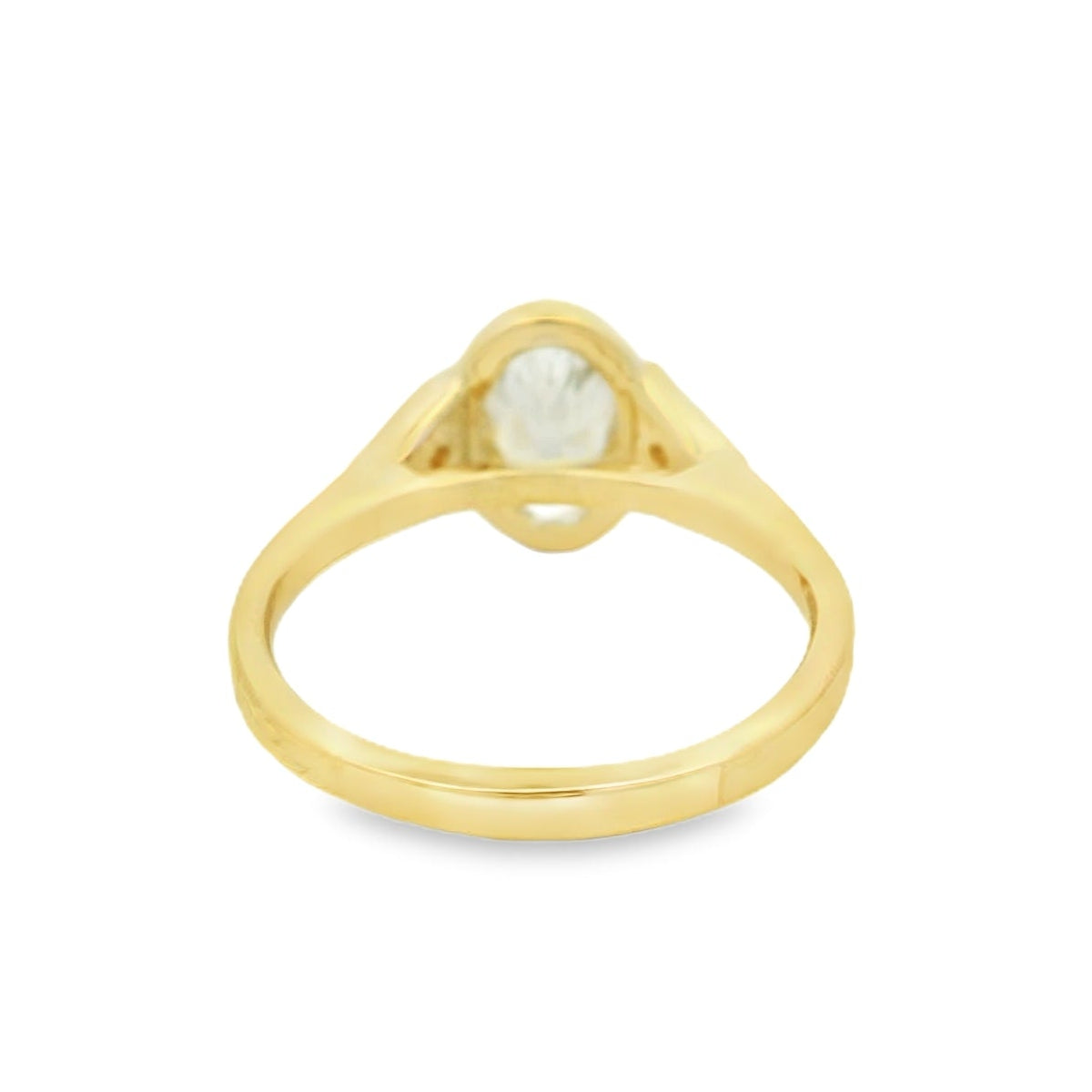 14K Yellow Gold Engraved 3 Stone Oval Engagement Ring