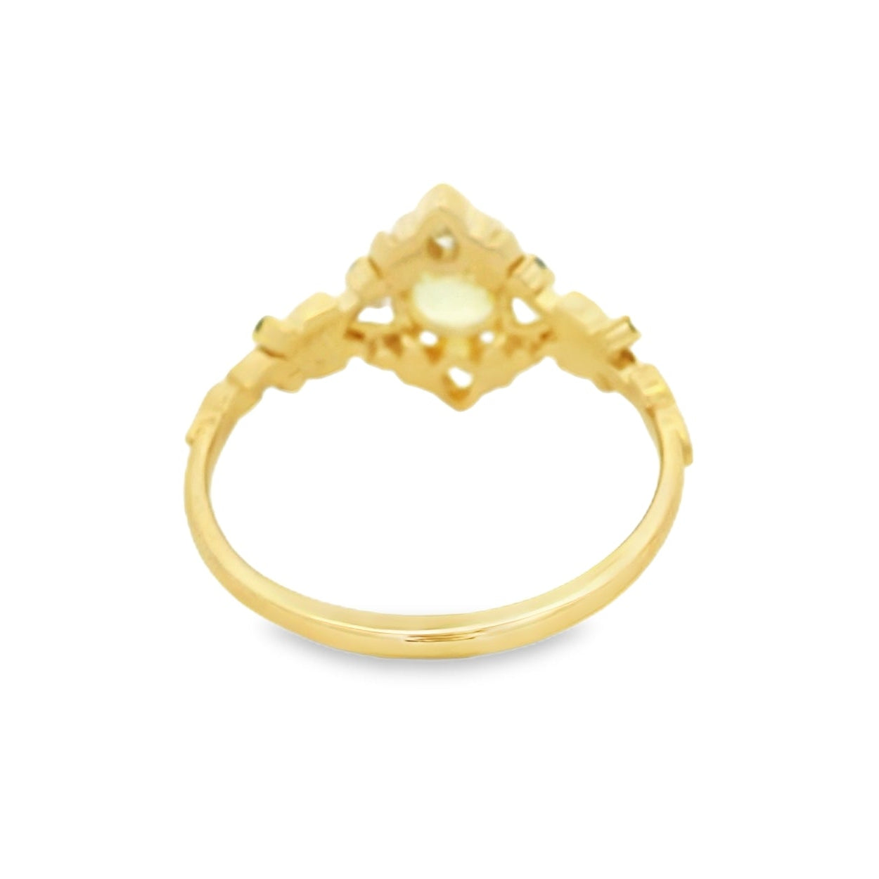 14K Yellow Gold Green Sapphire and Diamond Engagement Ring