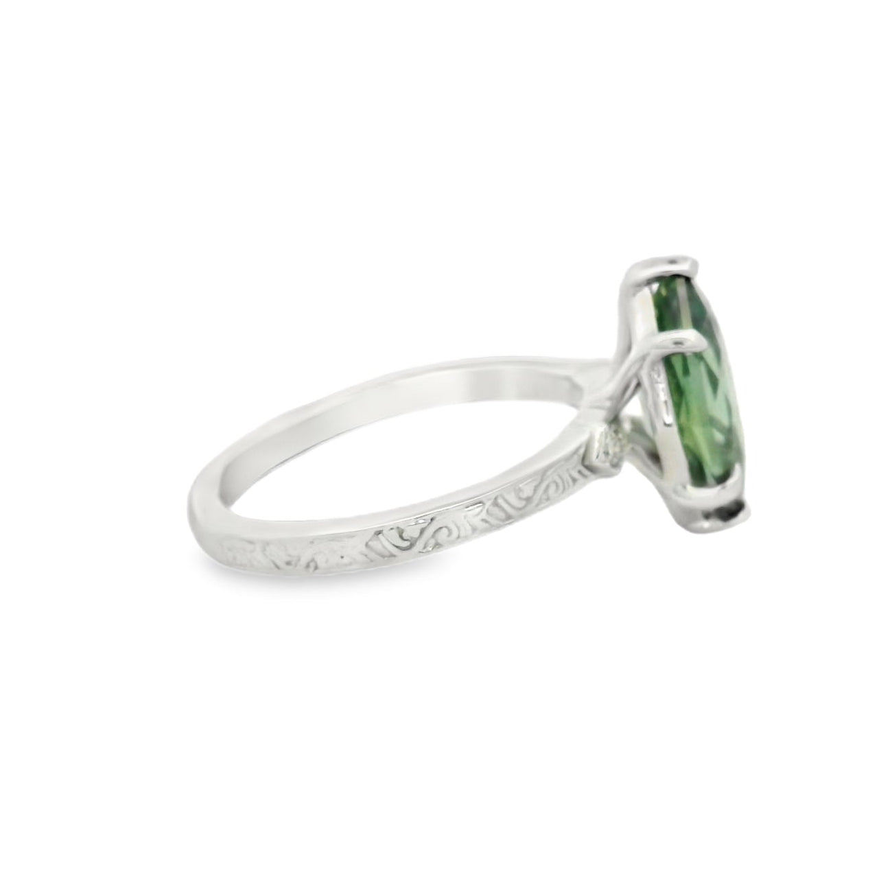 green sapphire engagement ring
