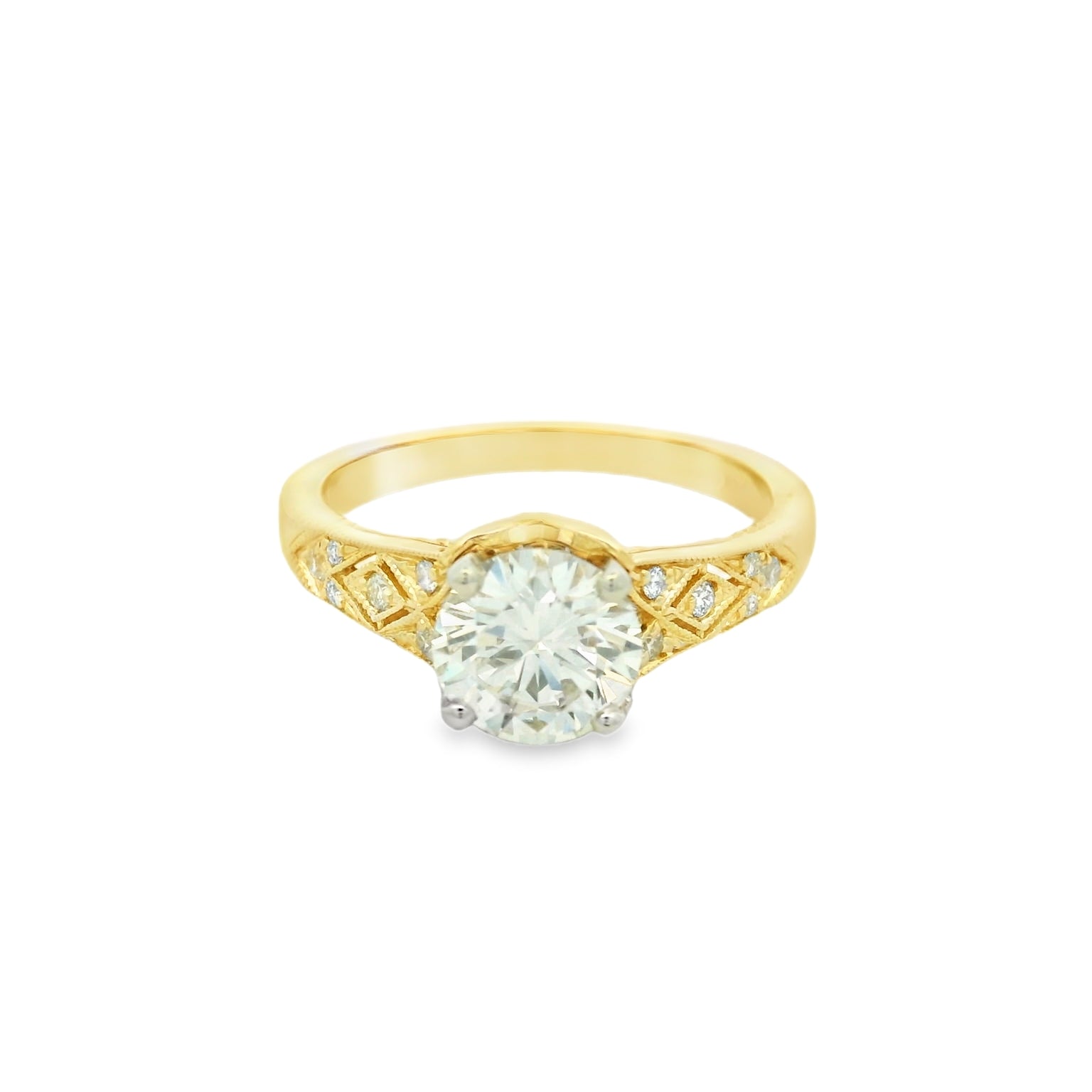 Yellow Gold Solitaire Ring with Round Brilliant Cut Diamond