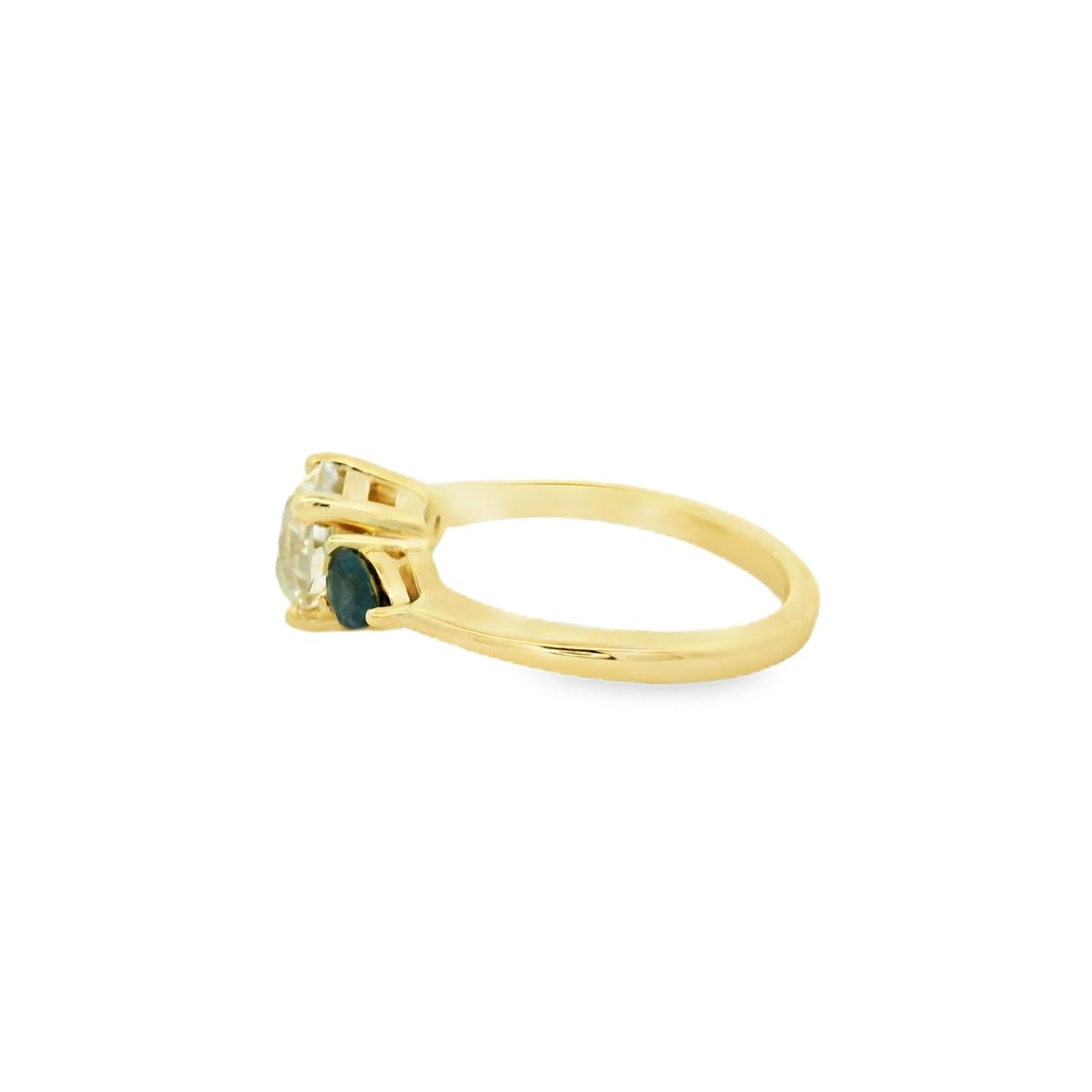 old euro and pear side sapphire ring
