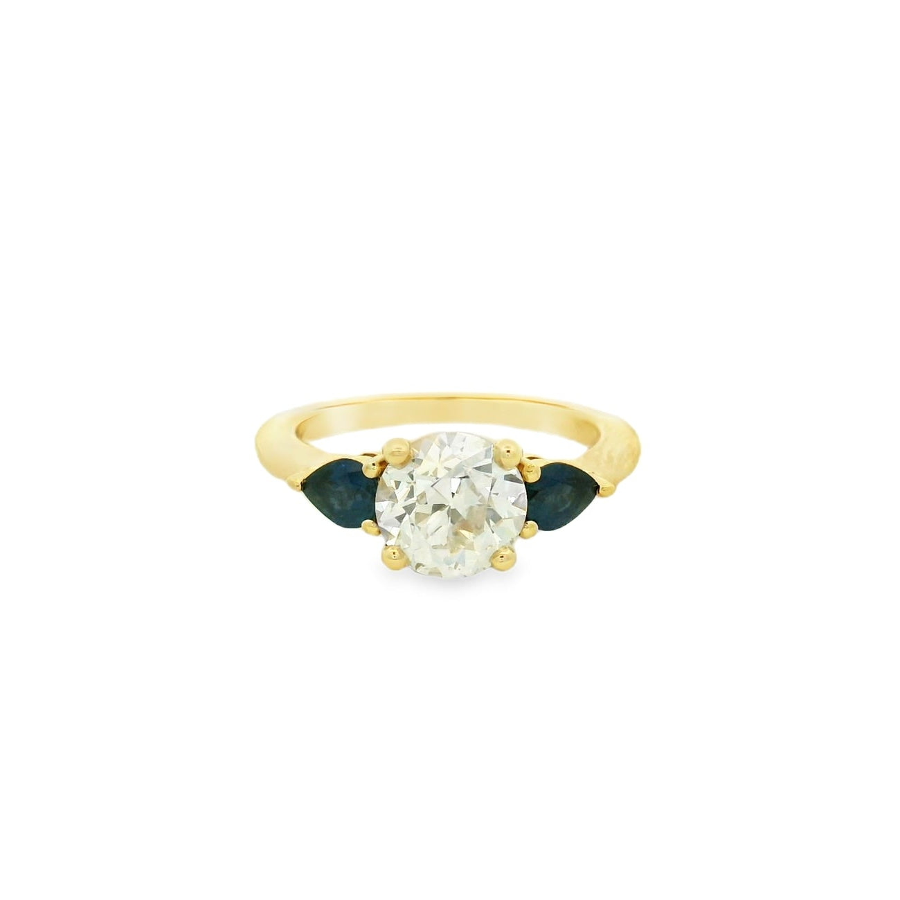 old euro and pear side sapphire ring