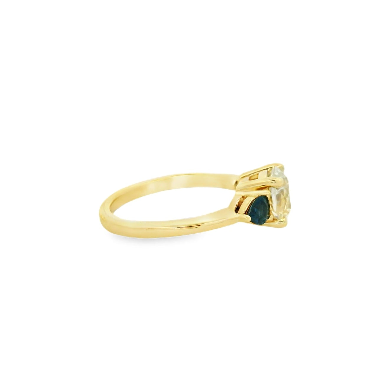 old euro and pear side sapphire ring