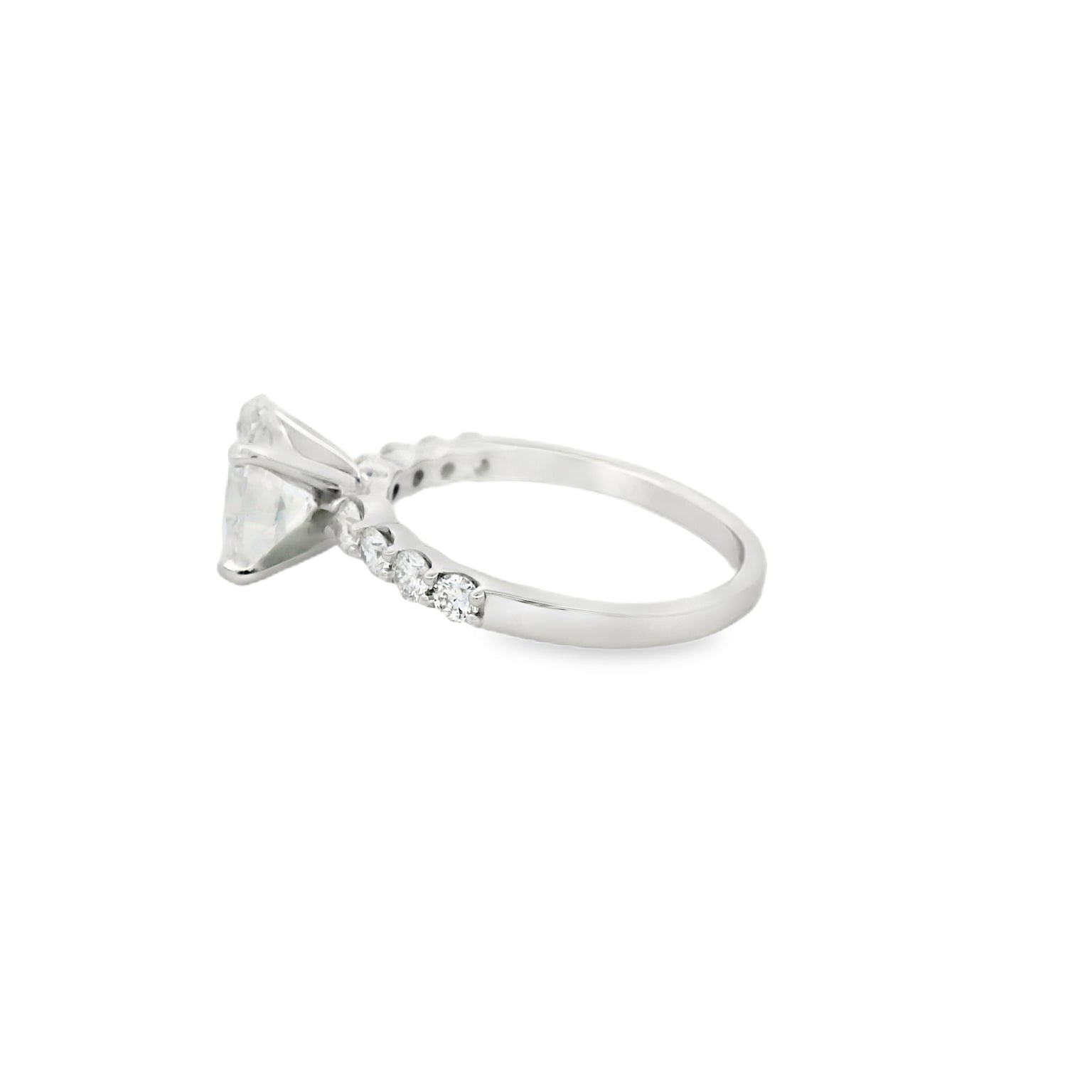 Platinum Multistone Ring with Oval Cut Diamond