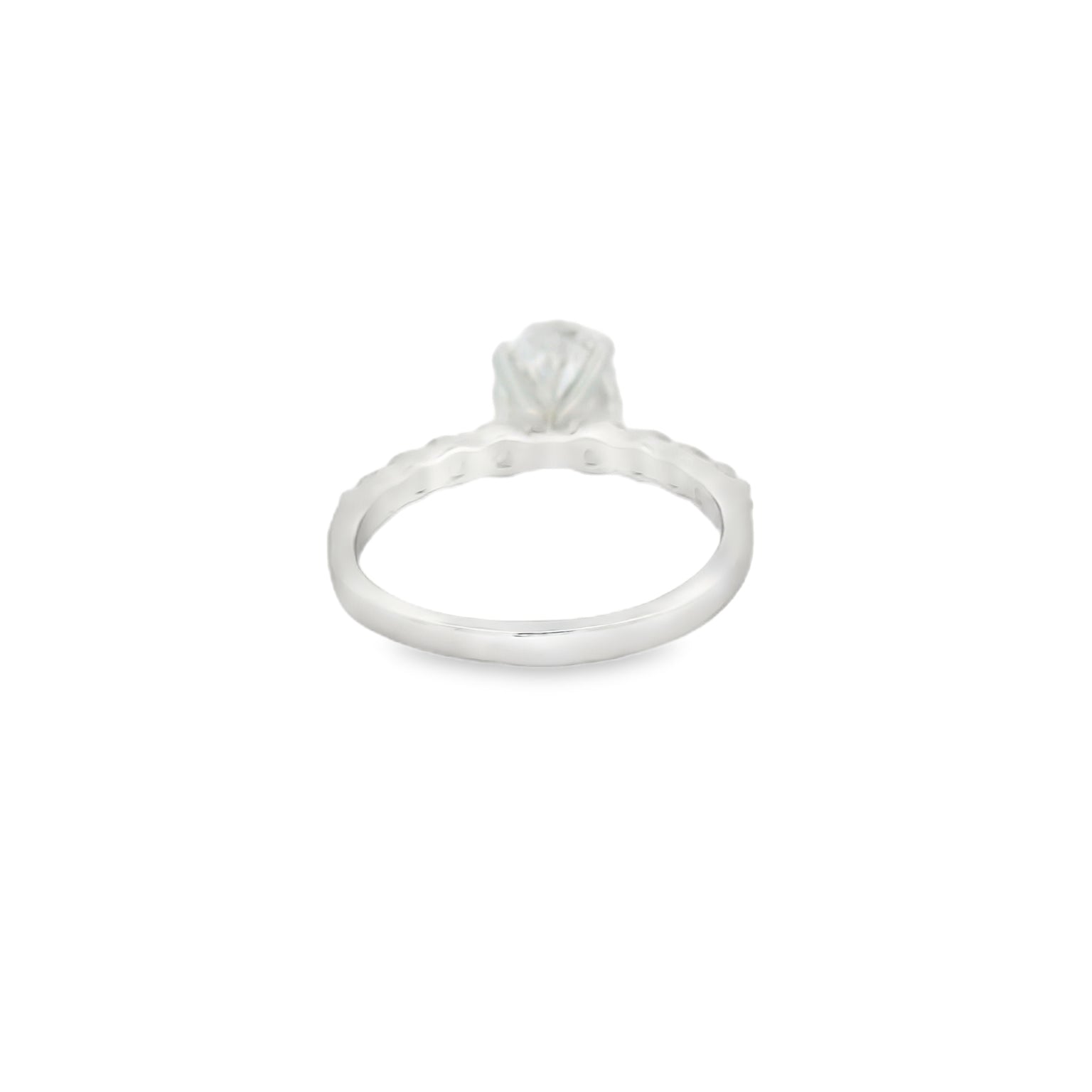 Platinum Multistone Ring with Oval Cut Diamond