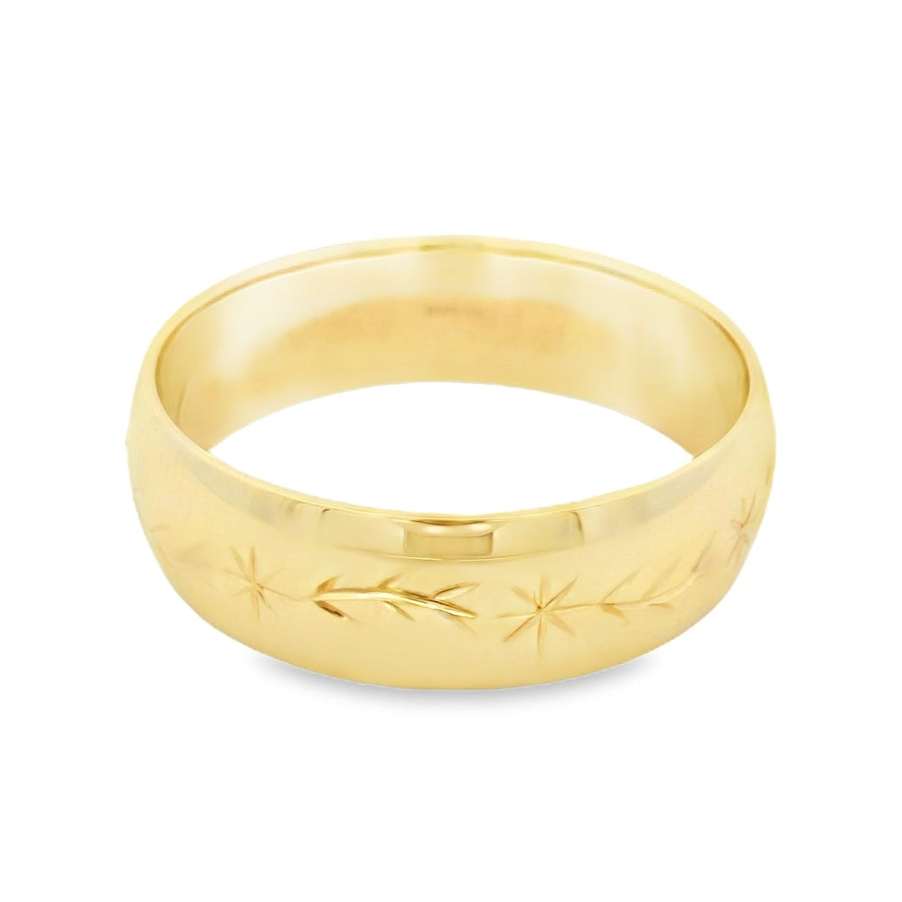 14K Yellow Gold Engraved Wedding Band