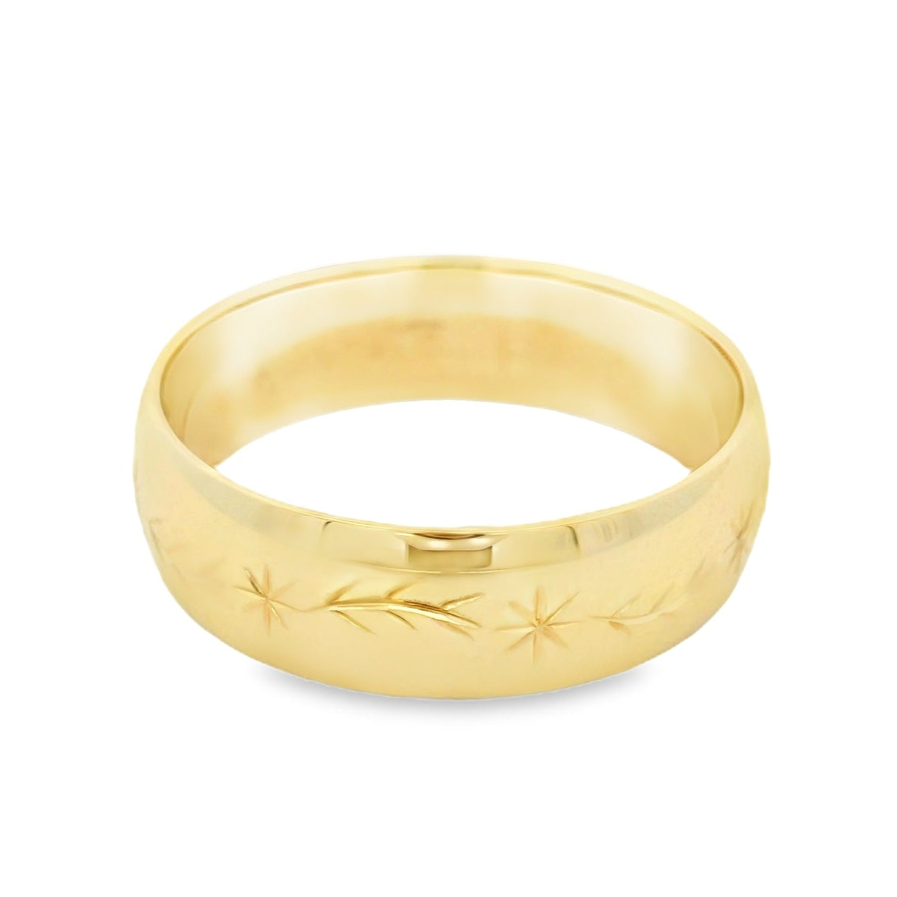 14K Yellow Gold Engraved Wedding Band