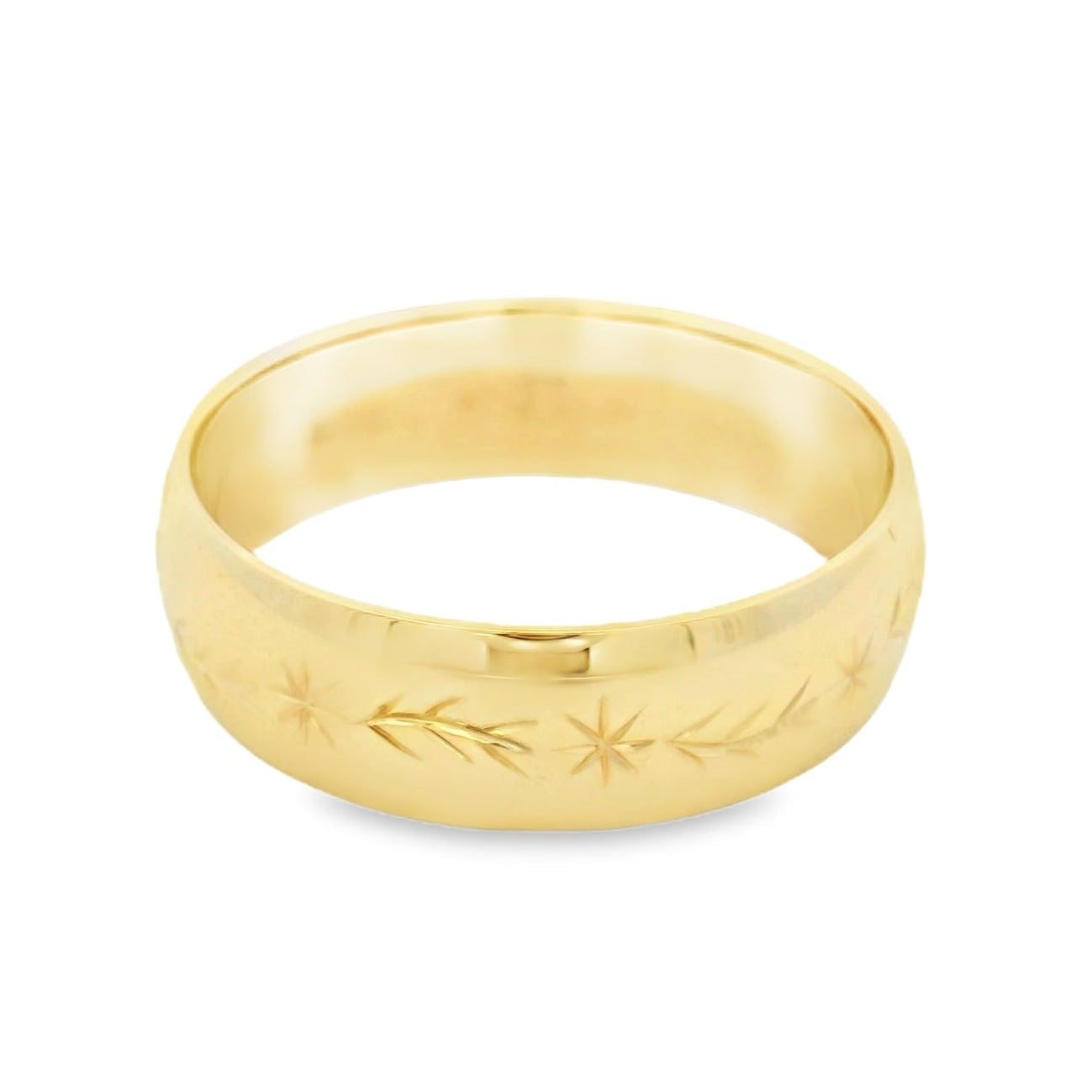 14K Yellow Gold Engraved Wedding Band