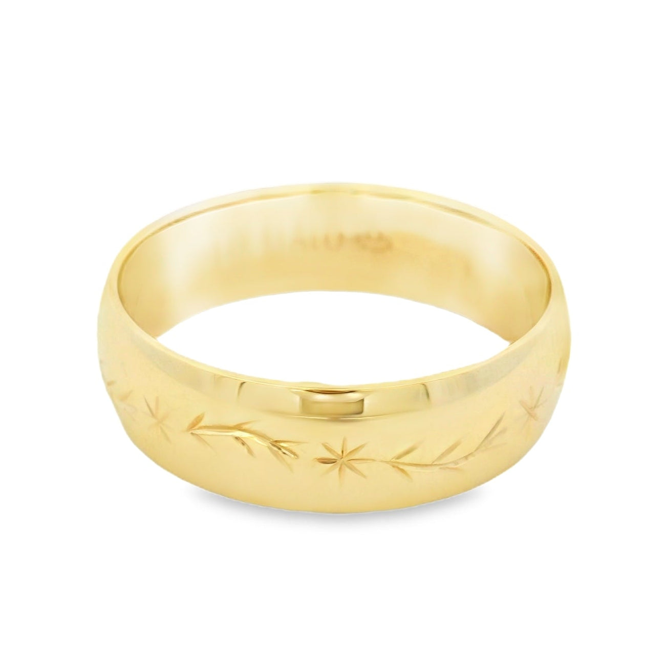 14K Yellow Gold Engraved Wedding Band