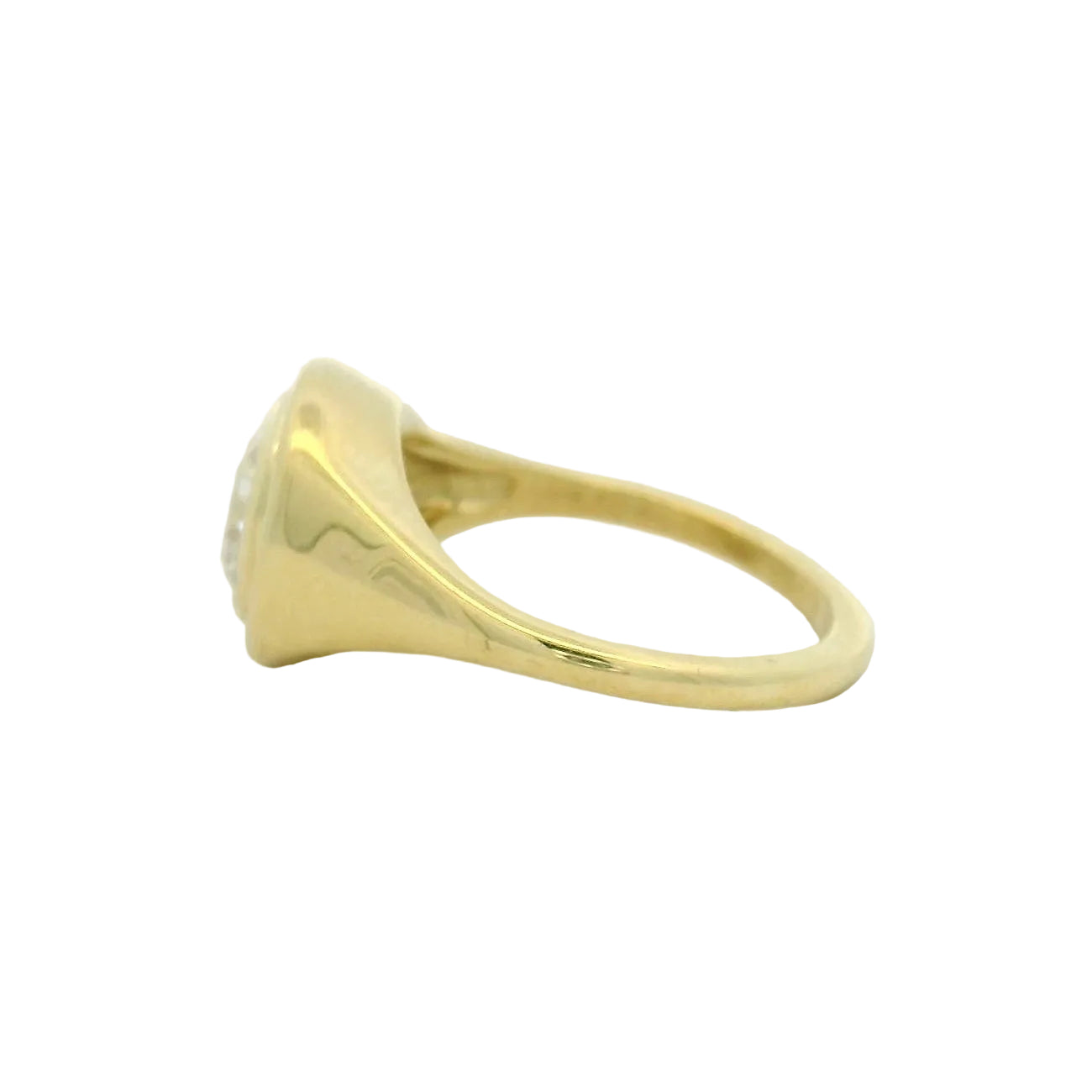 18K Yellow Gold Cushion Cut Bezel Set Solitaire Engagement Ring