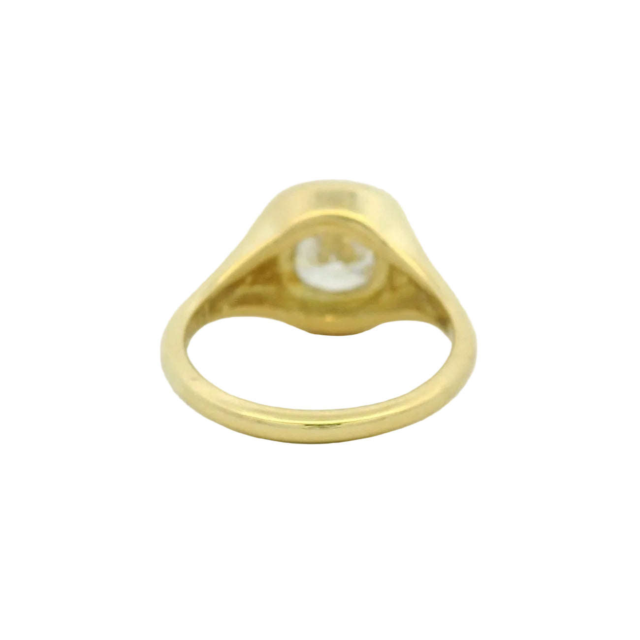 18K Yellow Gold Cushion Cut Bezel Set Solitaire Engagement Ring