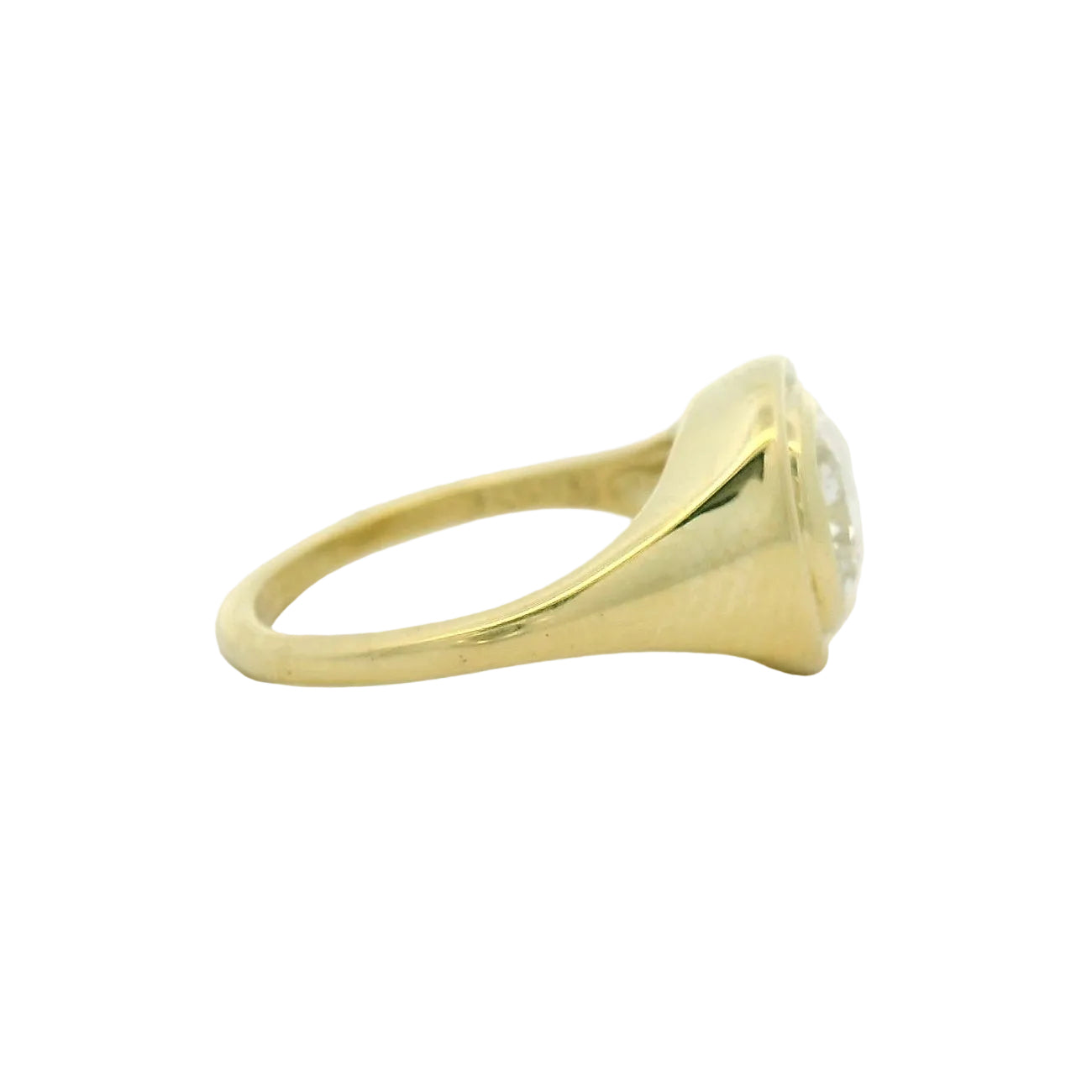18K Yellow Gold Cushion Cut Bezel Set Solitaire Engagement Ring