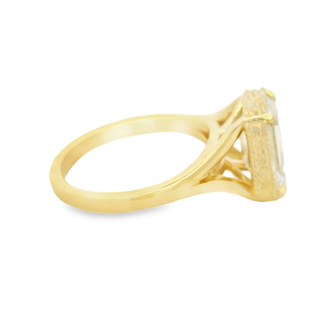 14KYG LG Emerald Cut Engagement Ring