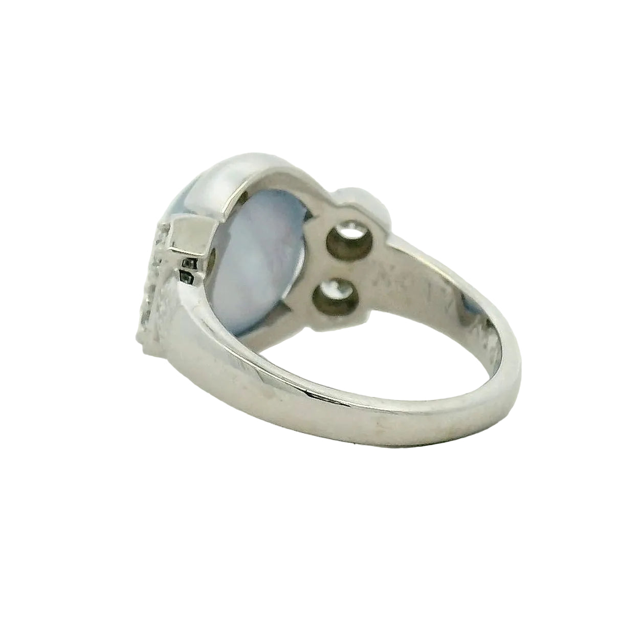 Light Blue Cabochon Sapphire Multistone Ring in White Gold