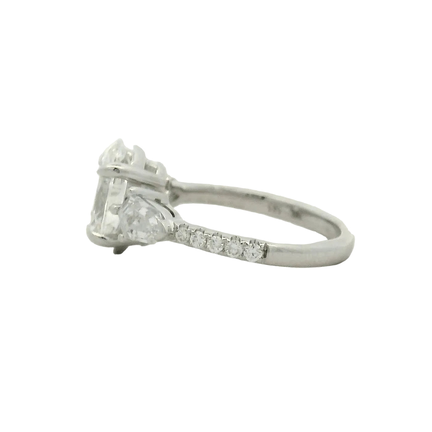 Oval Diamond Three-Stone Ring in White Gold