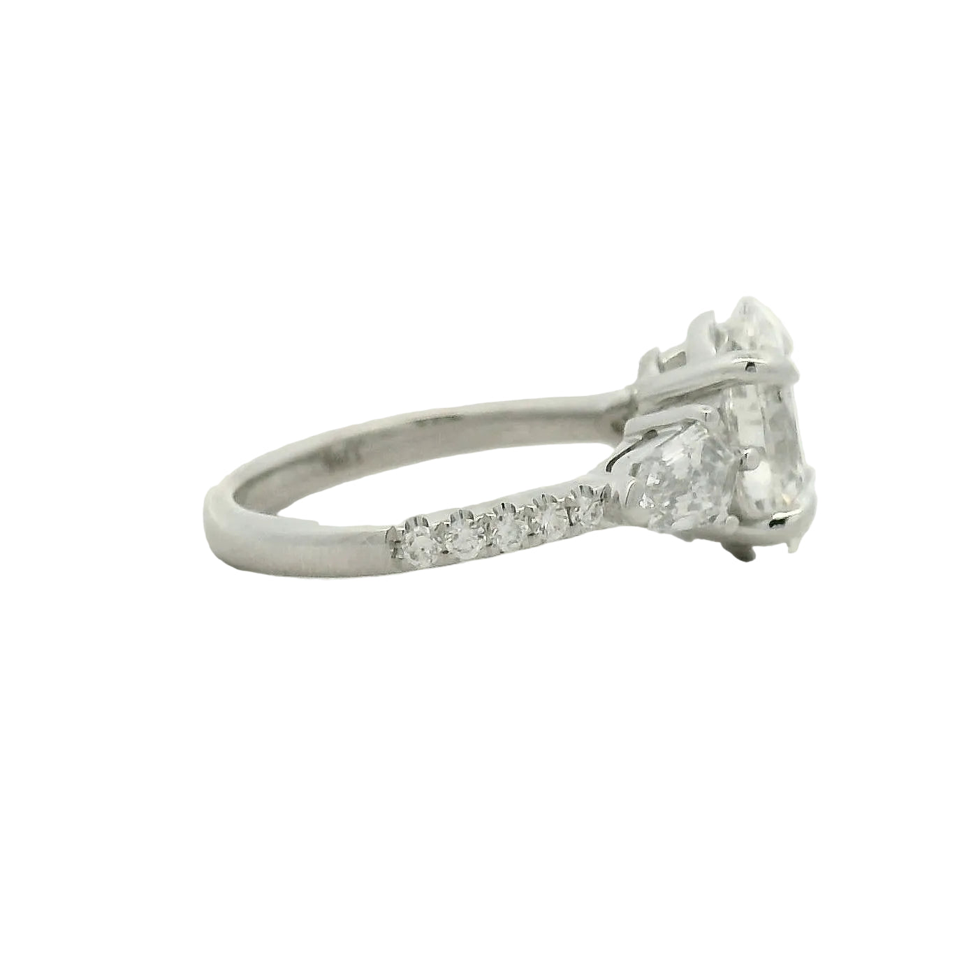 Oval Diamond Three-Stone Ring in White Gold