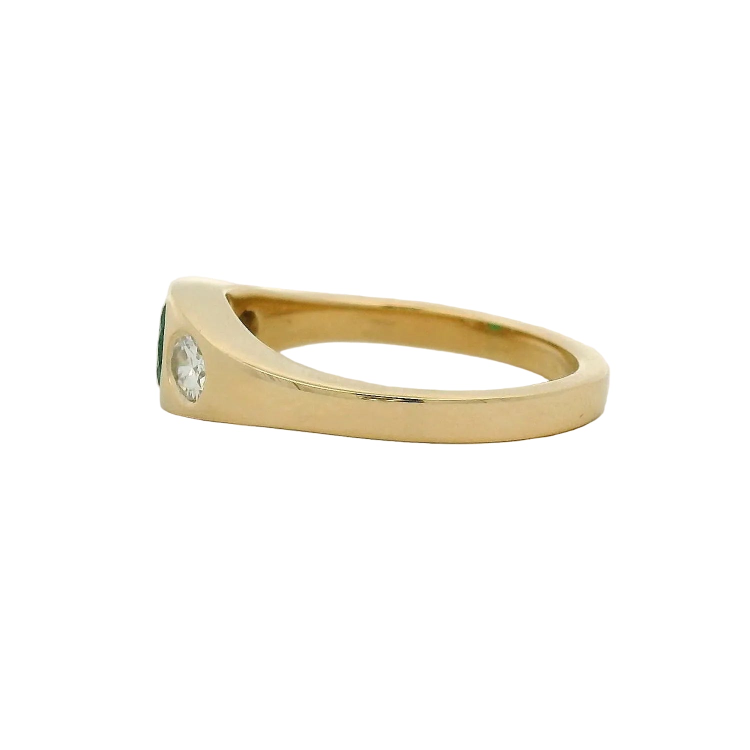 Yellow Gold Flush Set Oval Emerald Multistone Ring