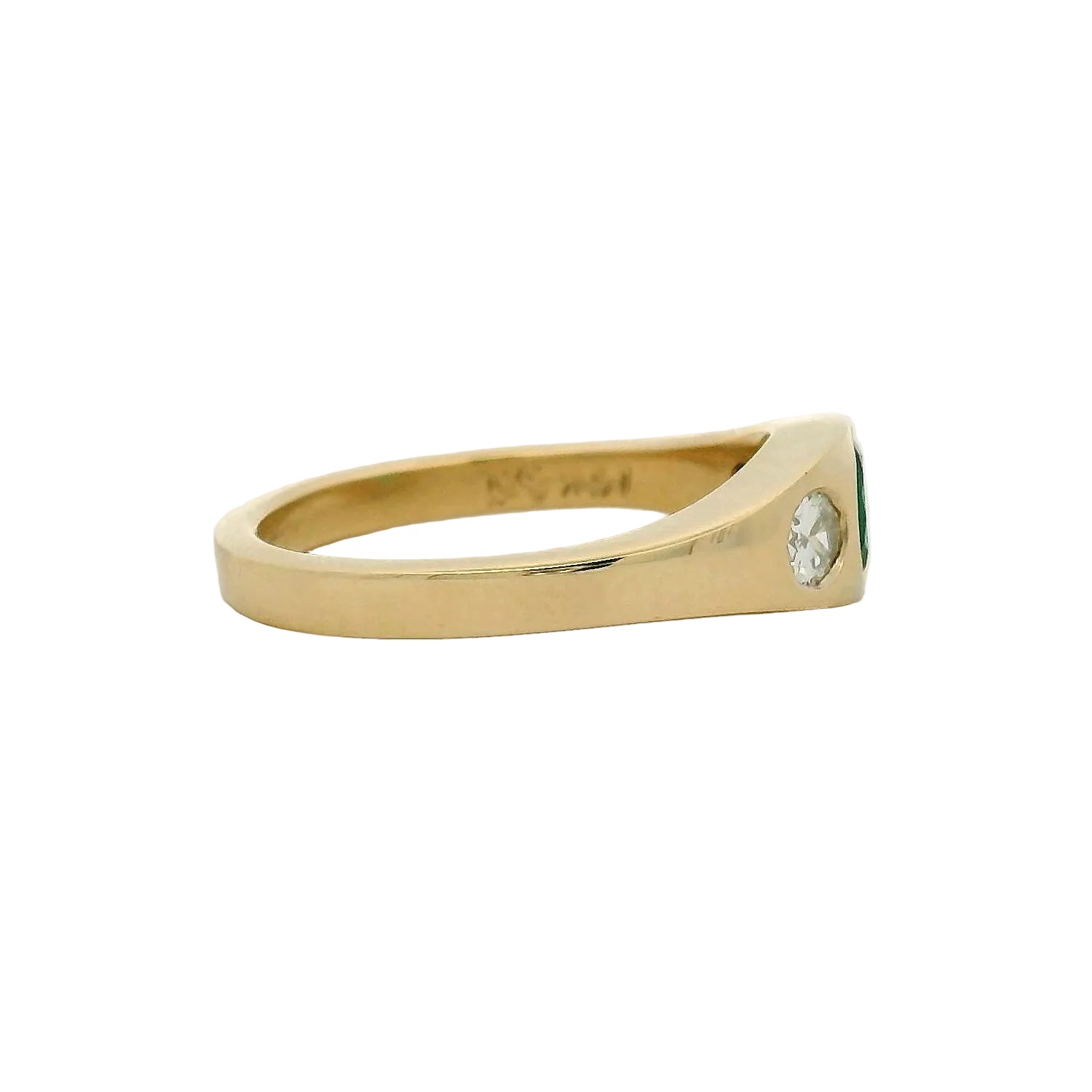 Yellow Gold Flush Set Oval Emerald Multistone Ring