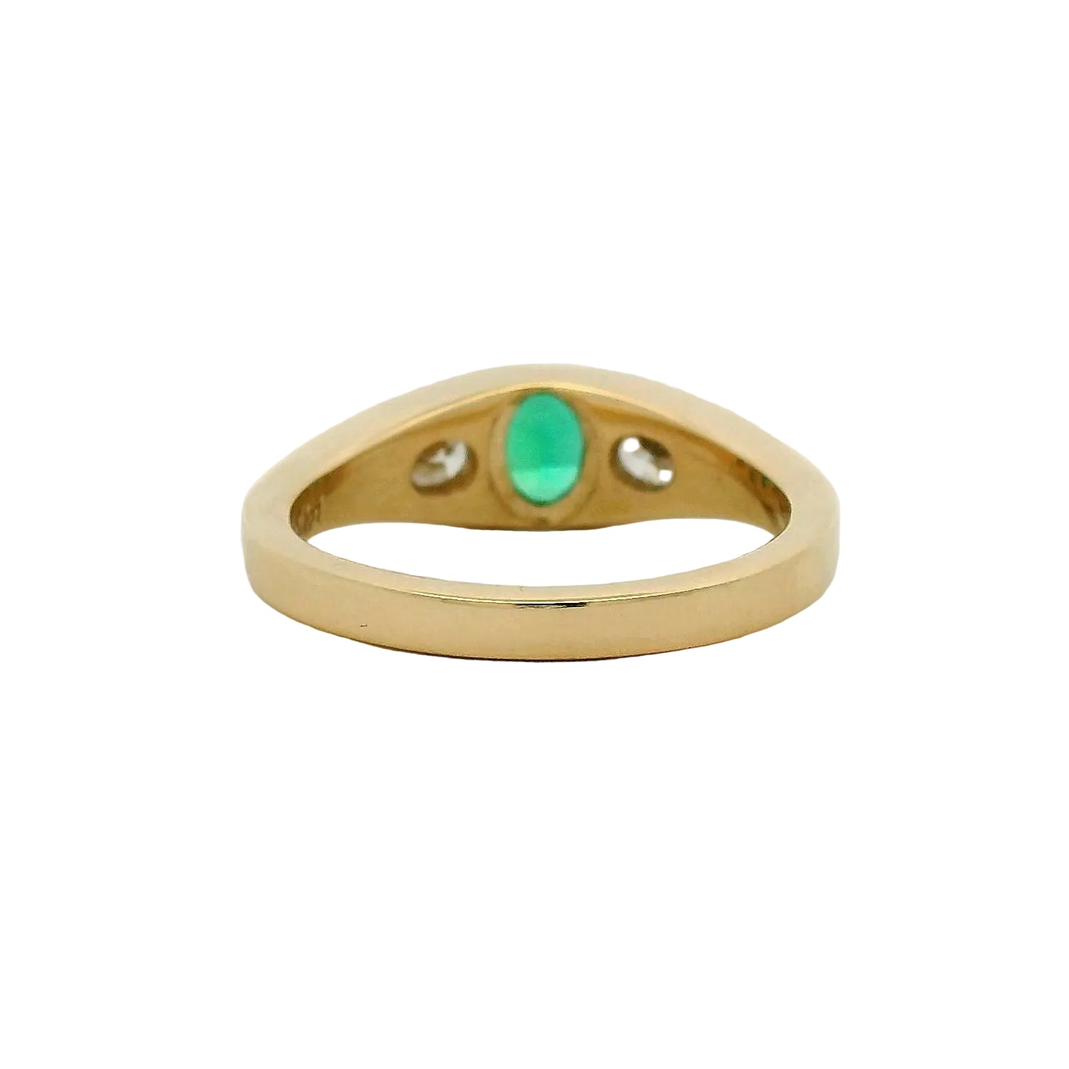 Yellow Gold Flush Set Oval Emerald Multistone Ring