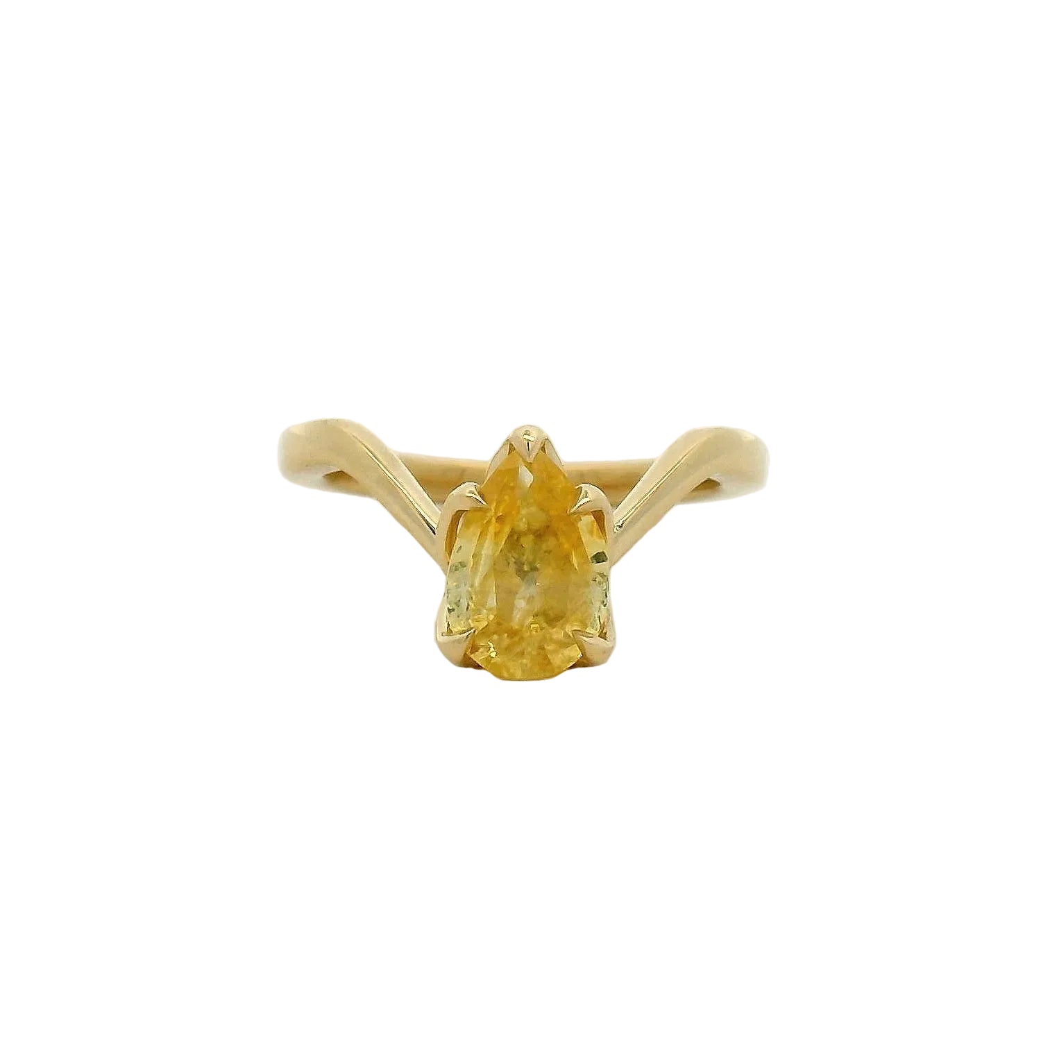 Pear-Cut Yellow Sapphire Solitaire Ring in Yellow Gold