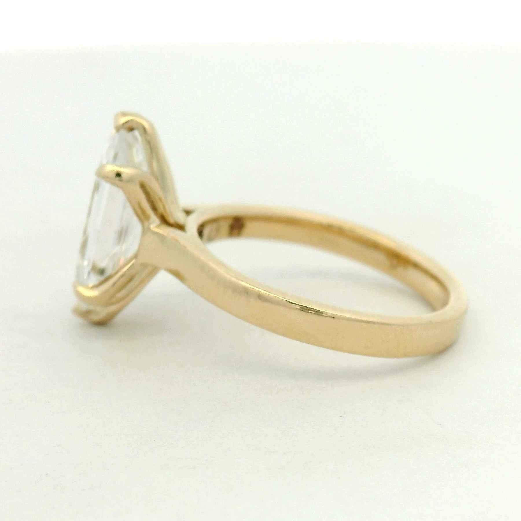 14K Yellow Gold Solitaire Hexagon Engagement Ring