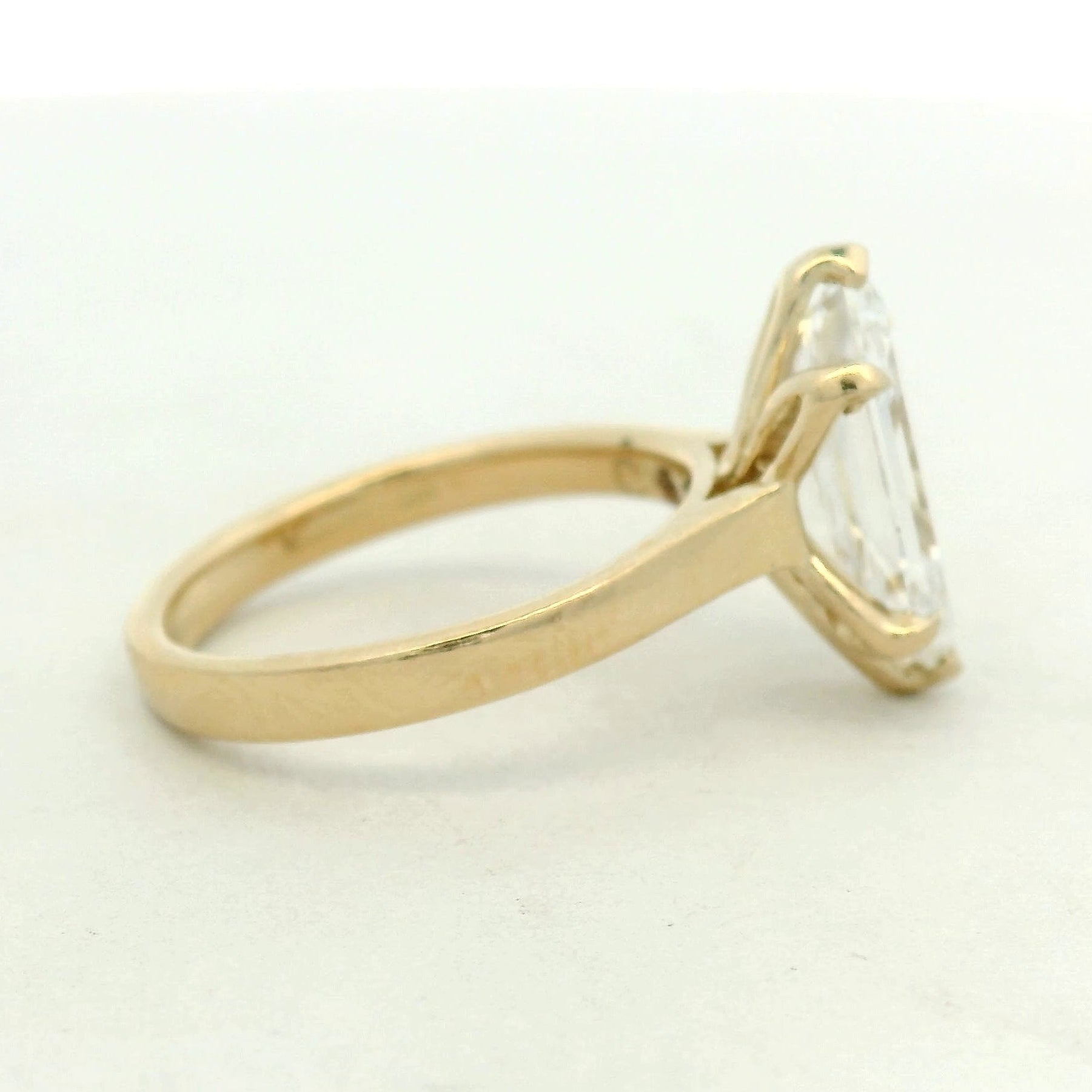 14K Yellow Gold Solitaire Hexagon Engagement Ring