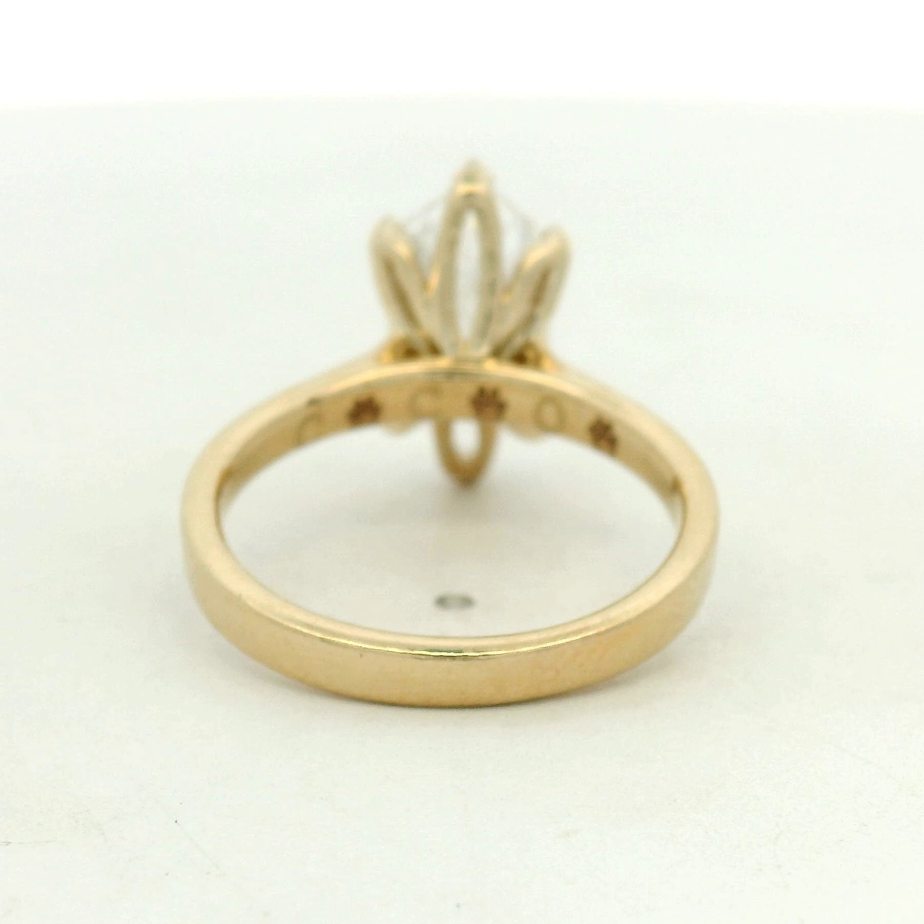 14K Yellow Gold Solitaire Hexagon Engagement Ring
