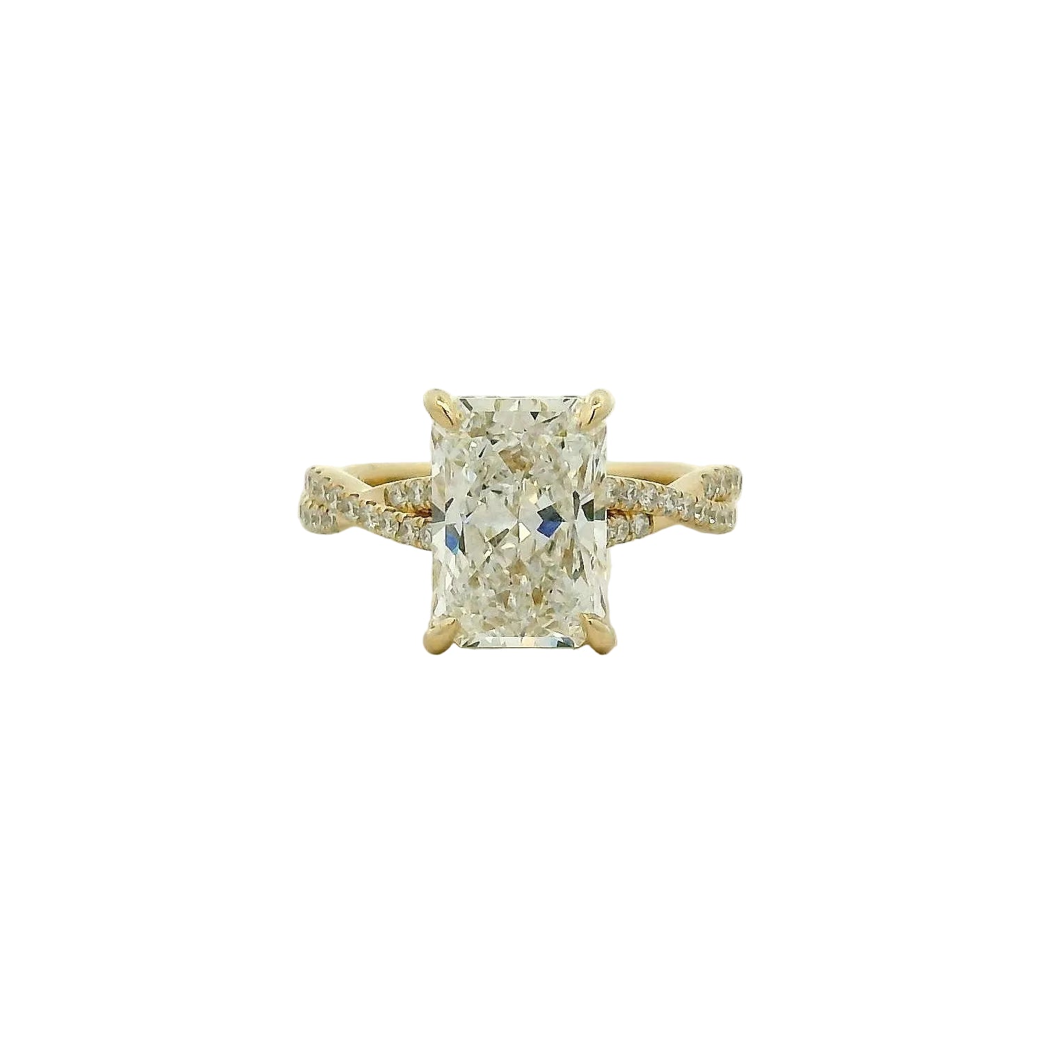 Yellow Gold Radiant Diamond Engagement Ring with Twisted Band