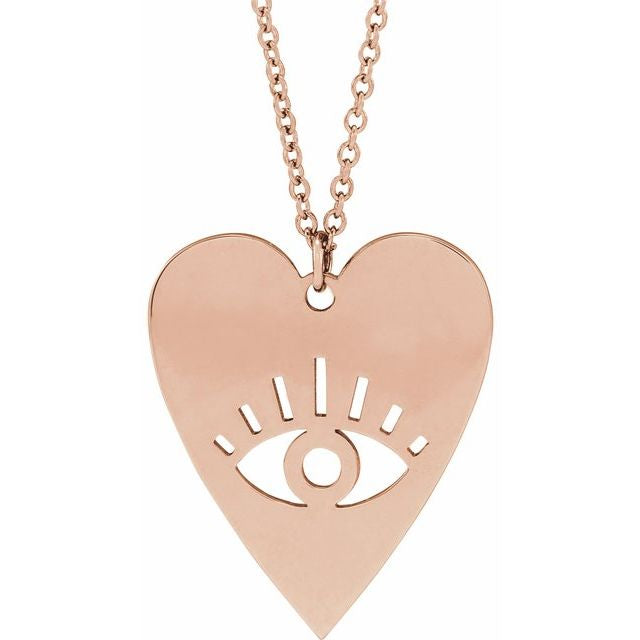 14K Evil Eye Heart Necklace