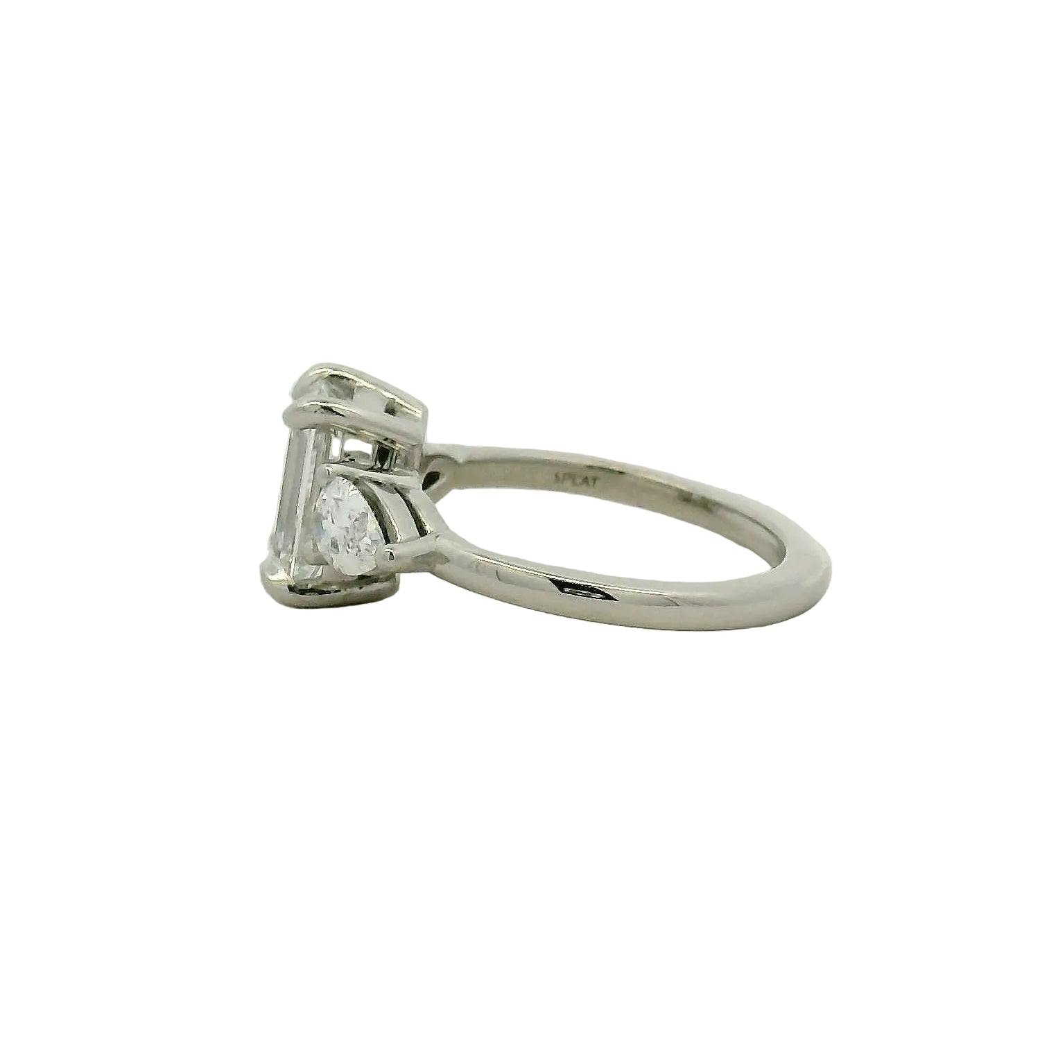 Emerald Cut Three-Stone Diamond Ring in White Gold