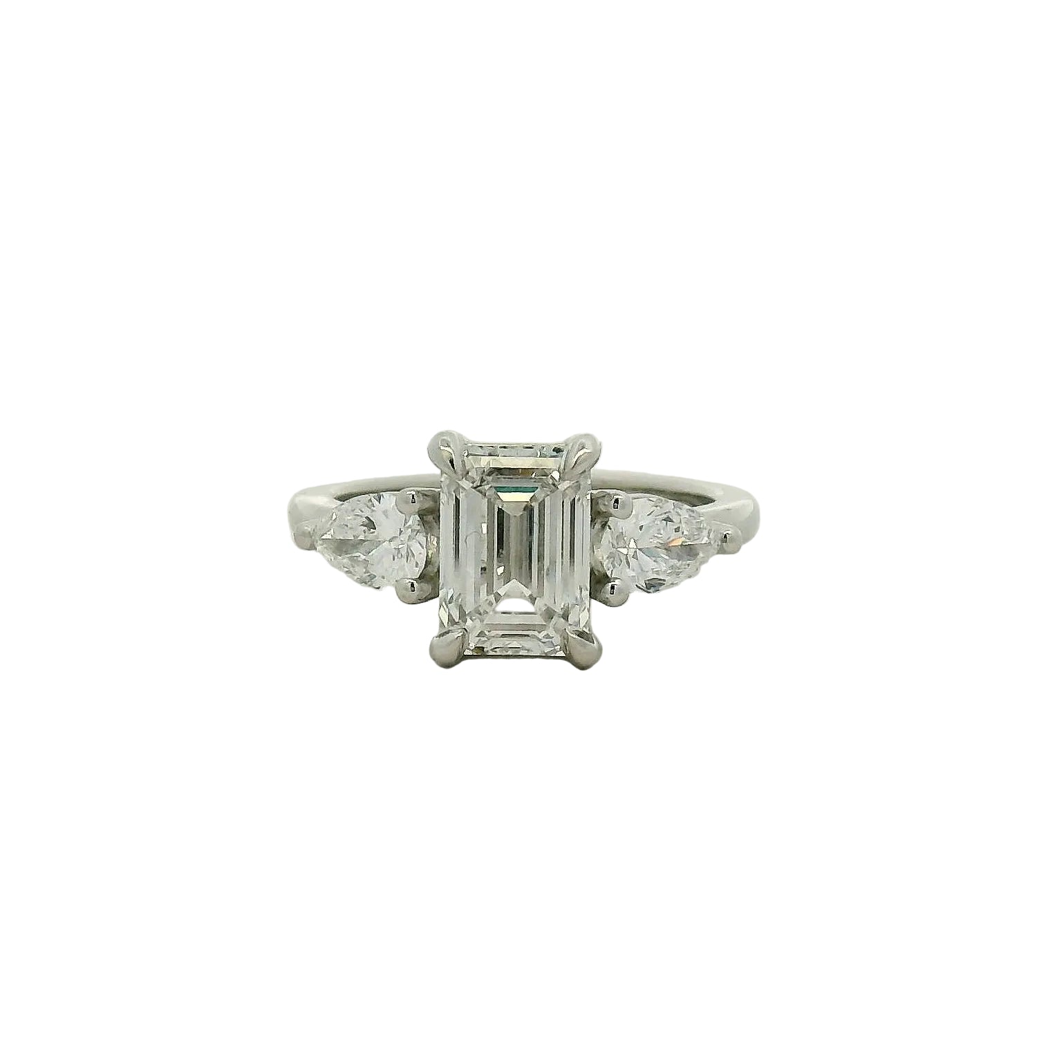 Emerald Cut Three-Stone Diamond Ring in White Gold