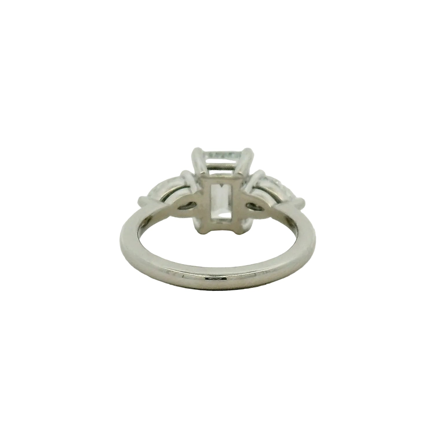 Emerald Cut Three-Stone Diamond Ring in White Gold