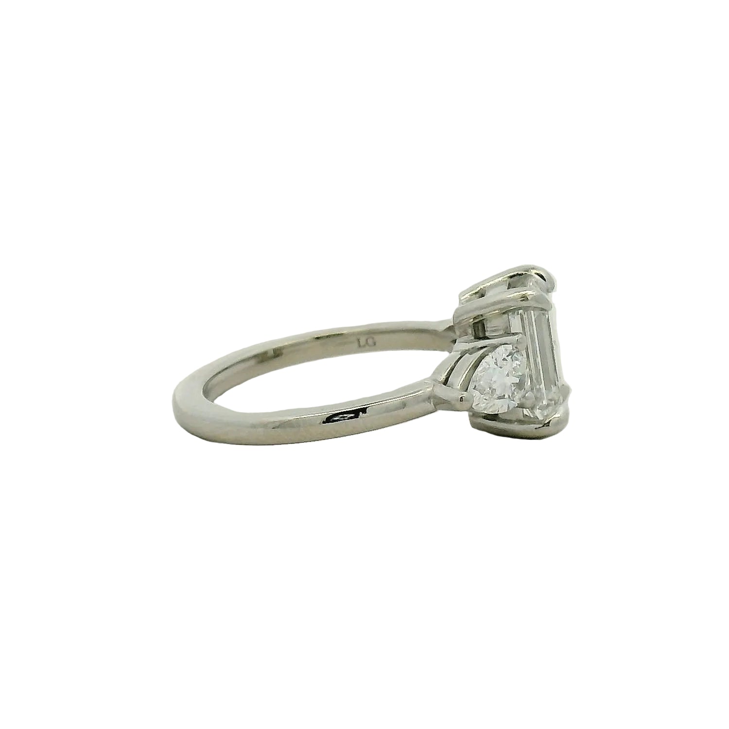 Emerald Cut Three-Stone Diamond Ring in White Gold