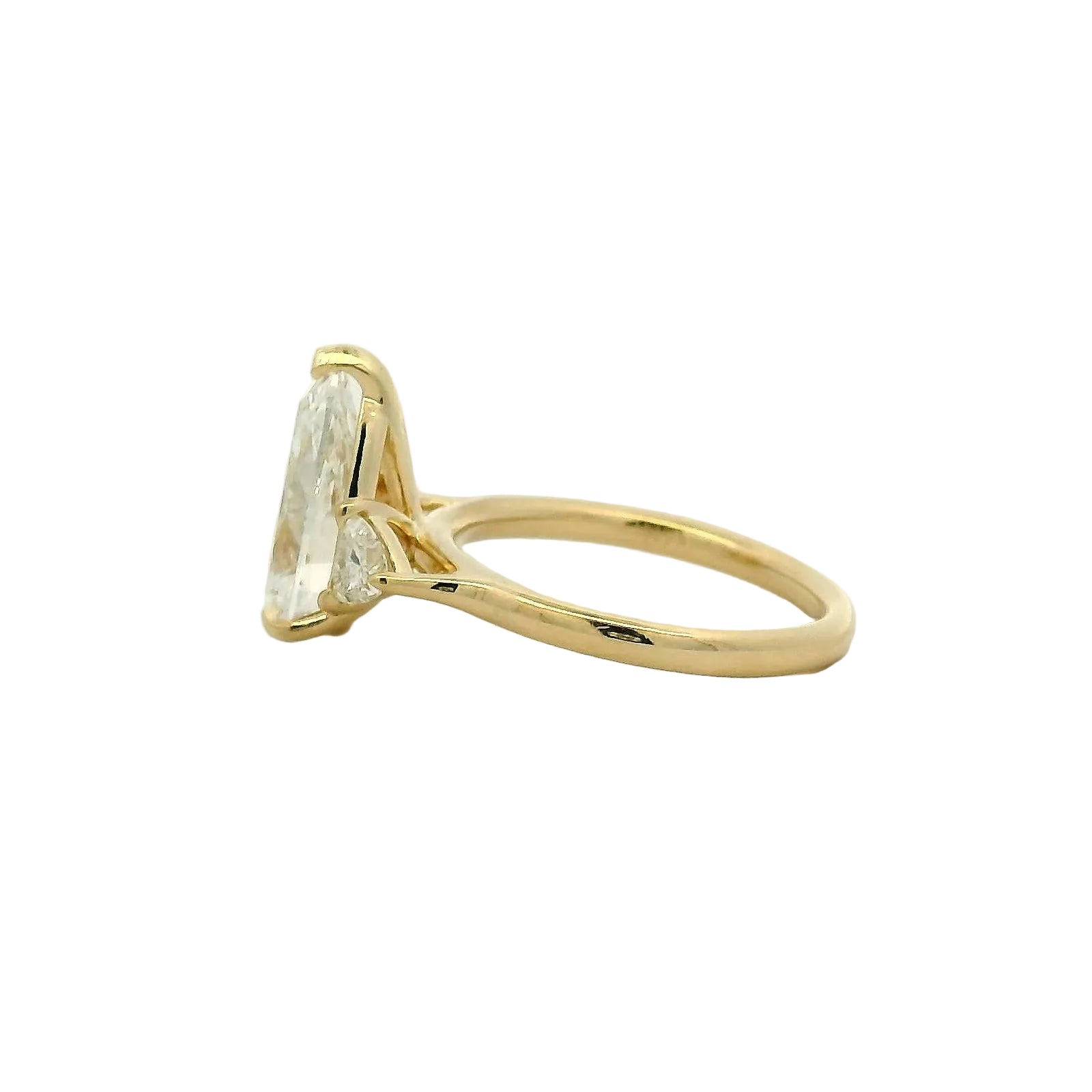 Yellow Gold Pear Cut Three-Stone Diamond Engagement Ring
