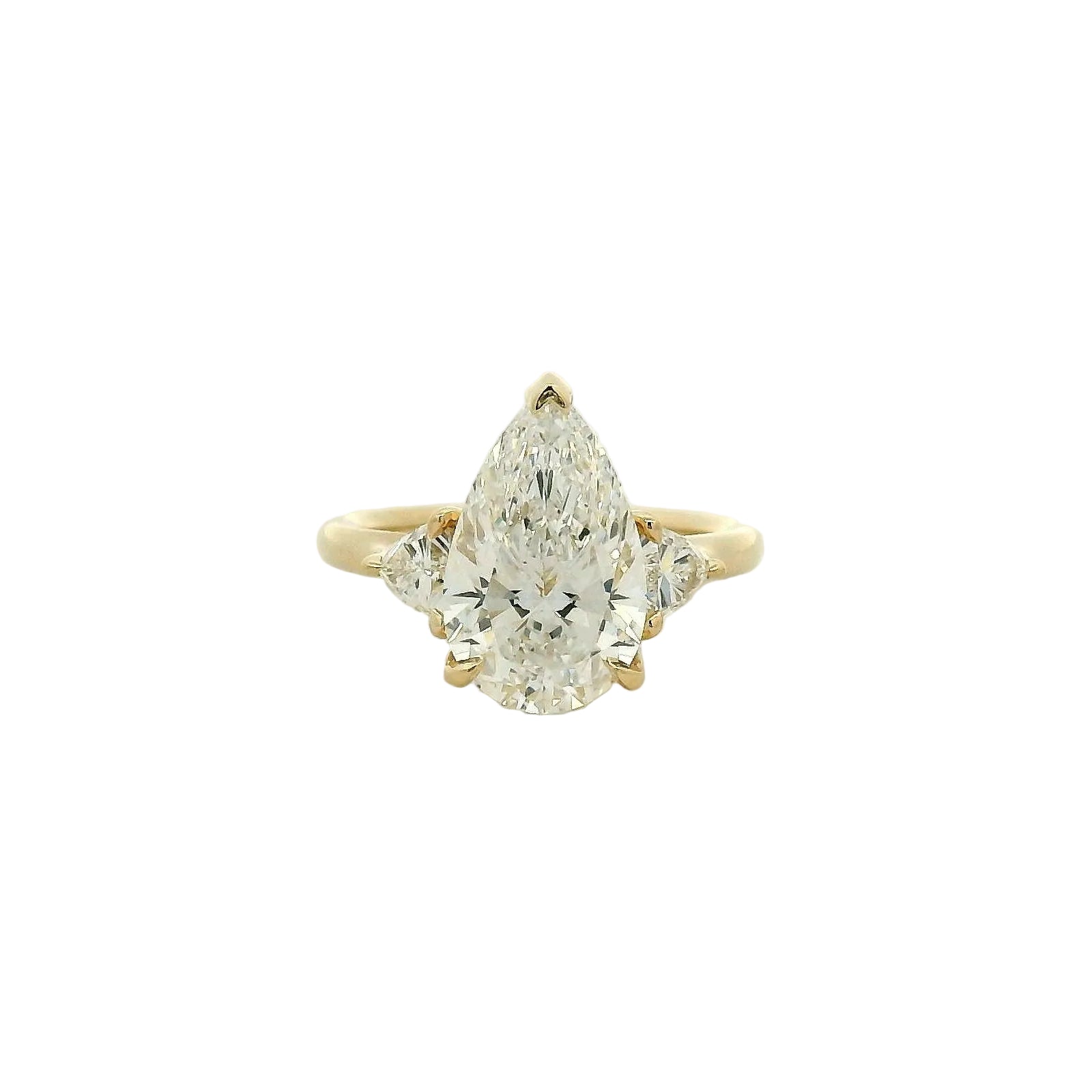 Yellow Gold Pear Cut Three-Stone Diamond Engagement Ring