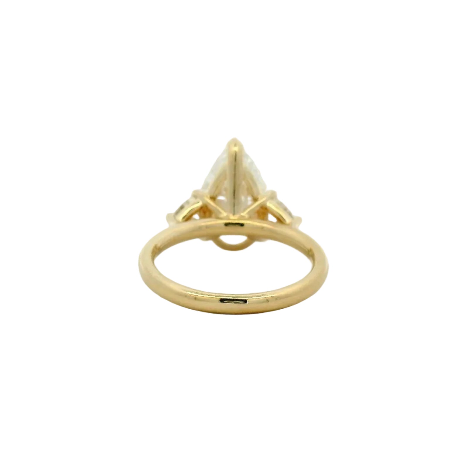 Yellow Gold Pear Cut Three-Stone Diamond Engagement Ring