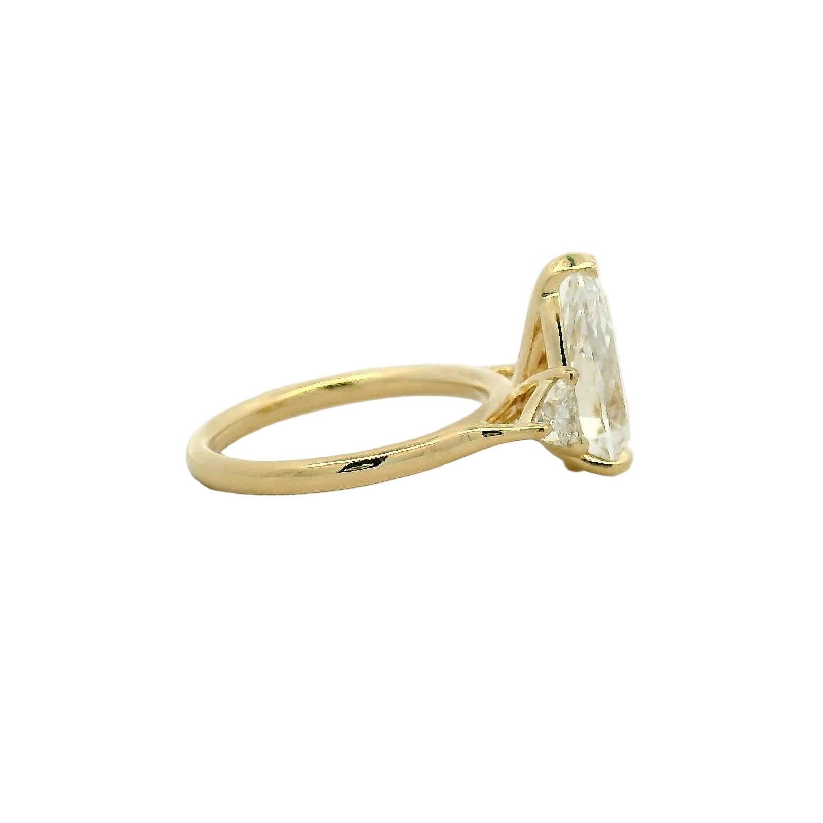Yellow Gold Pear Cut Three-Stone Diamond Engagement Ring