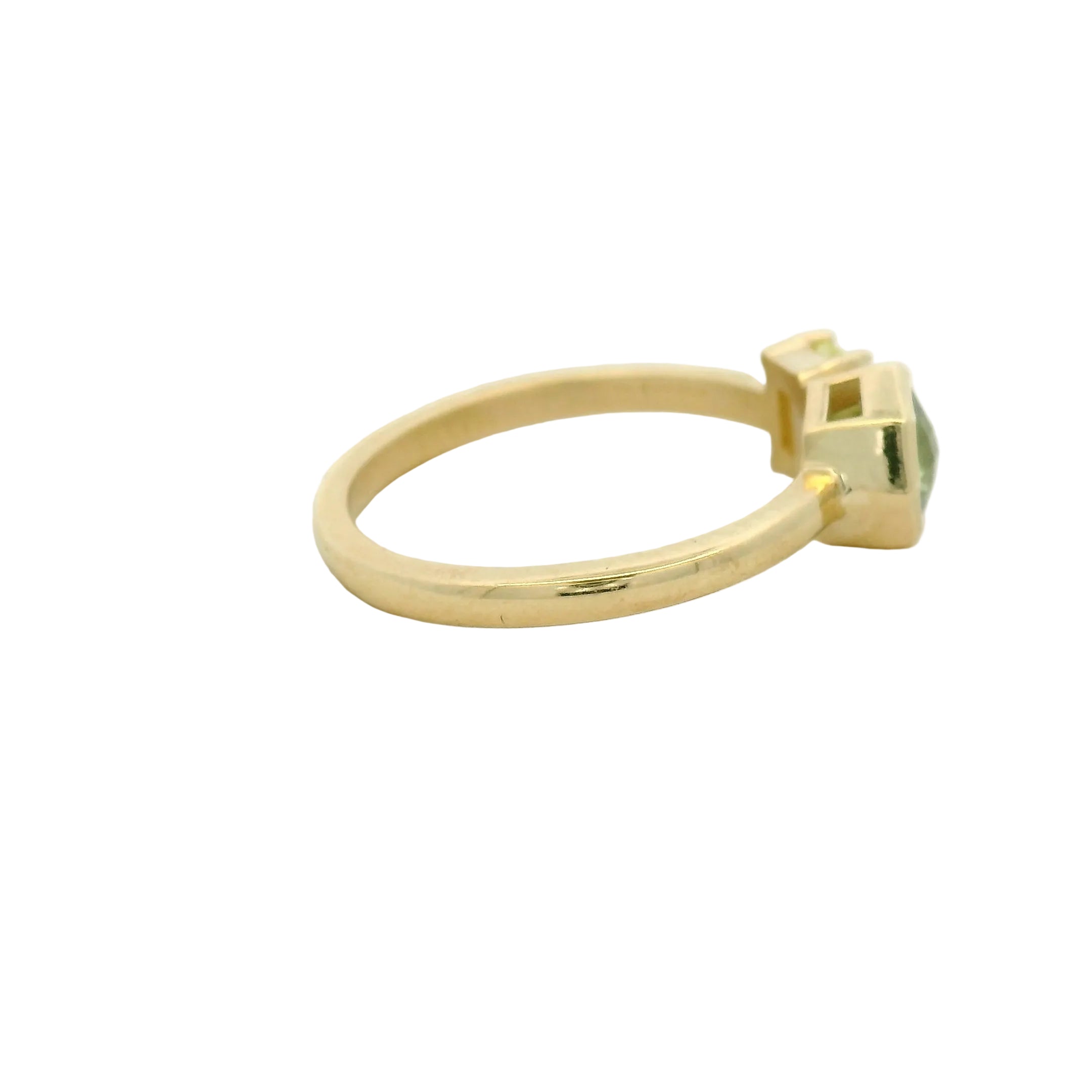 Hexagon Green Sapphire Multistone Ring in Yellow Gold