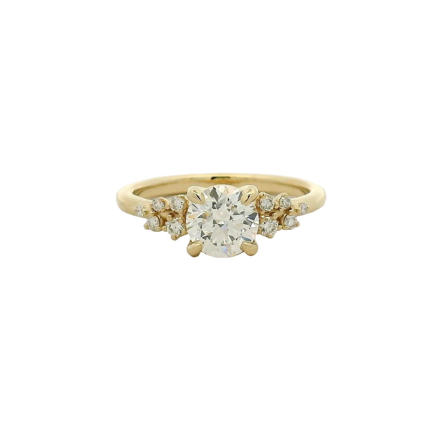 Yellow Gold Diamond Engagement Ring with Accent Stones