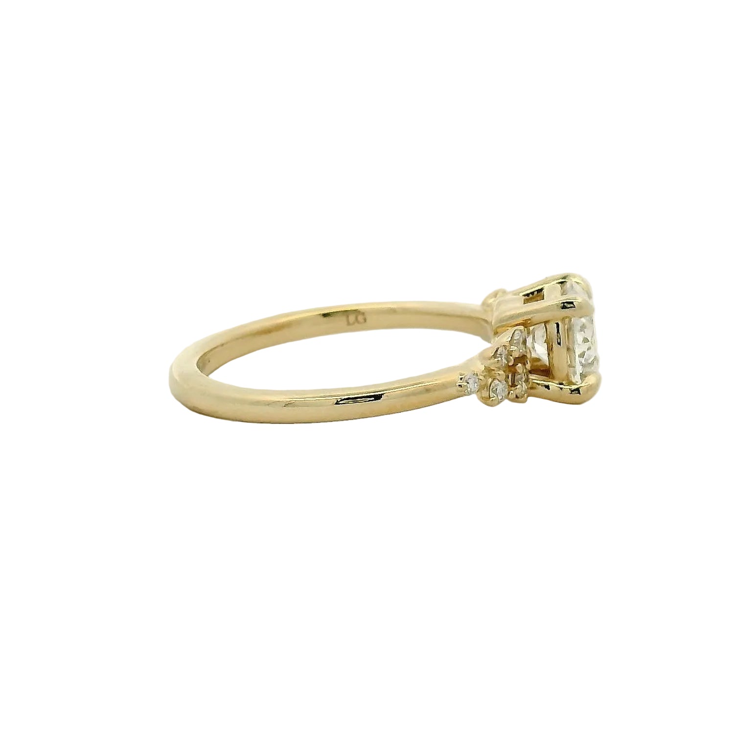 Yellow Gold Diamond Engagement Ring with Accent Stones