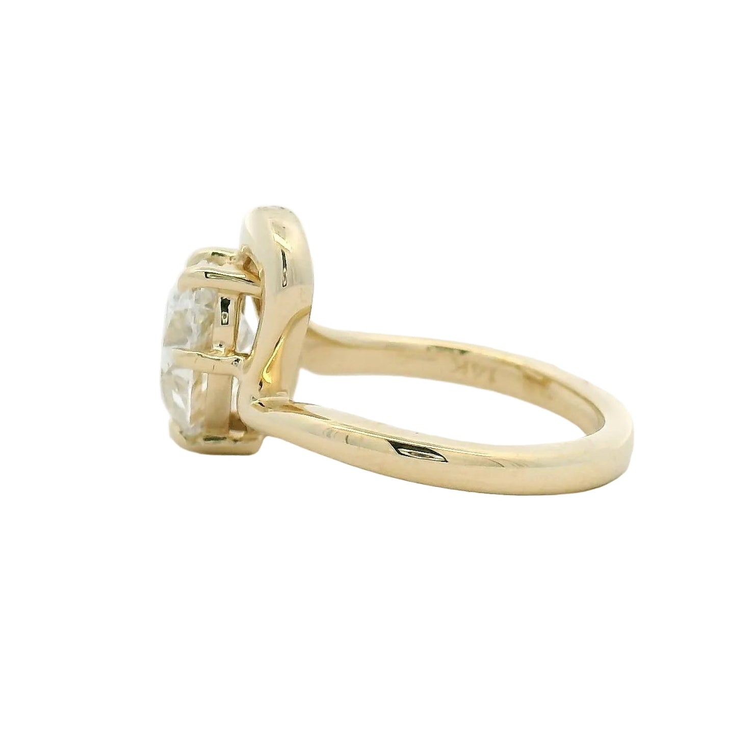moval Diamond Bypass Solitaire Ring in Yellow Gold