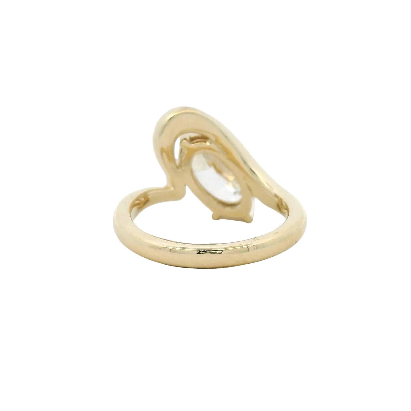 moval Diamond Bypass Solitaire Ring in Yellow Gold