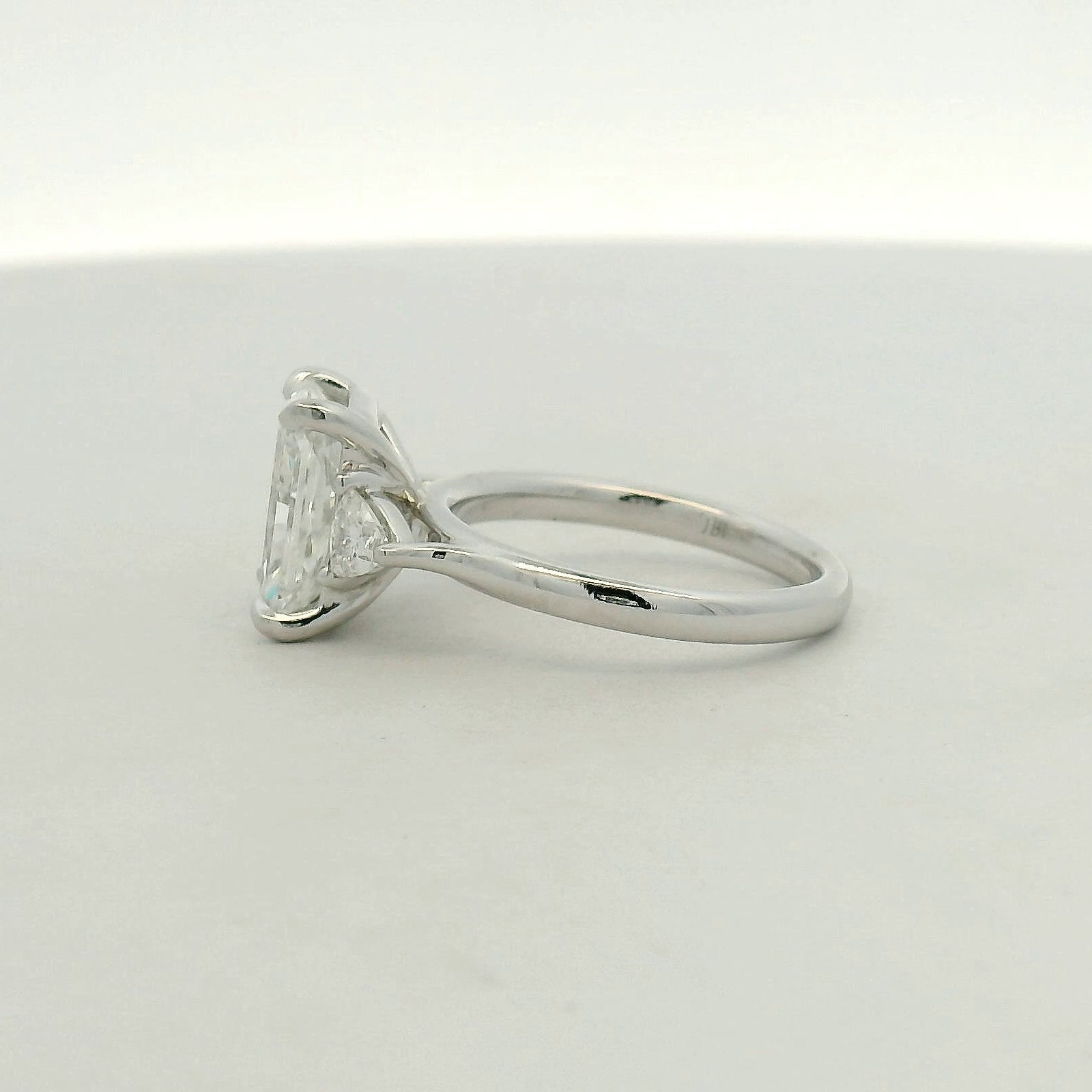 Radiant Cut Three-Stone Diamond Ring in White Gold