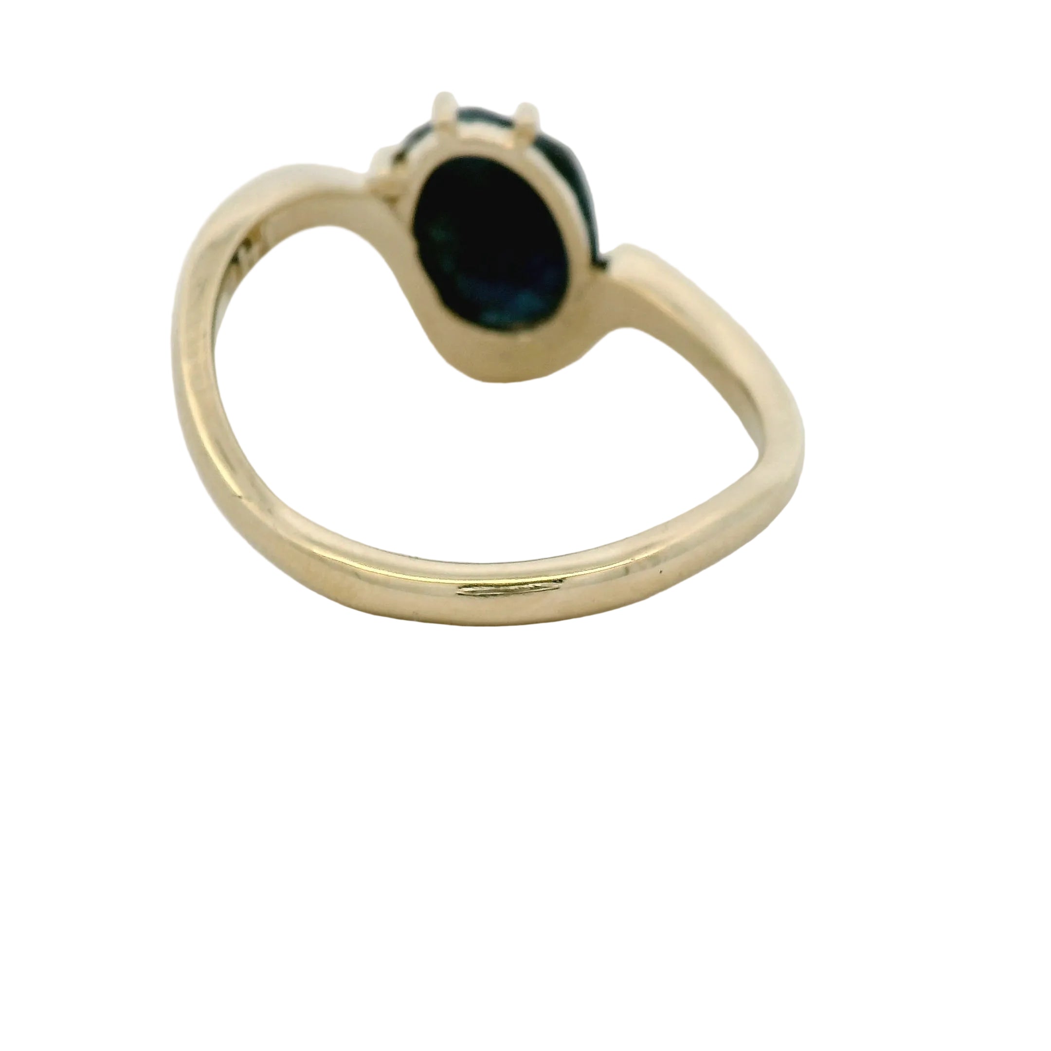 Yellow Gold Asymmetrical Forest Green Sapphire Rose Cut Ring