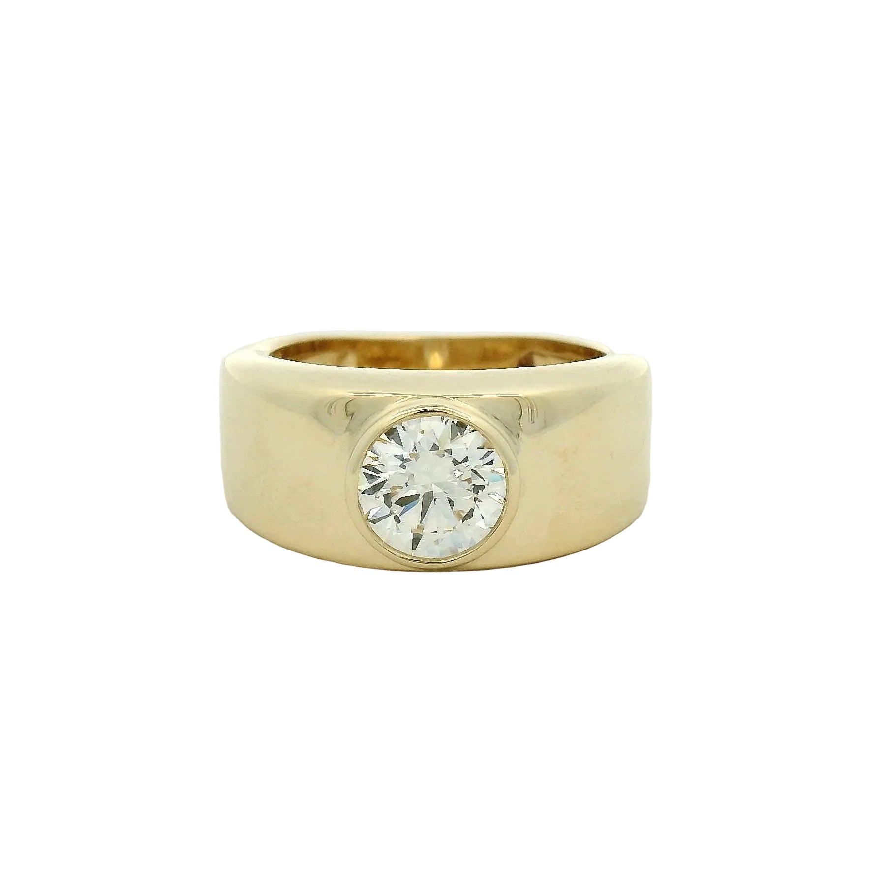 Yellow Gold Bezel Set Diamond Solitaire Ring