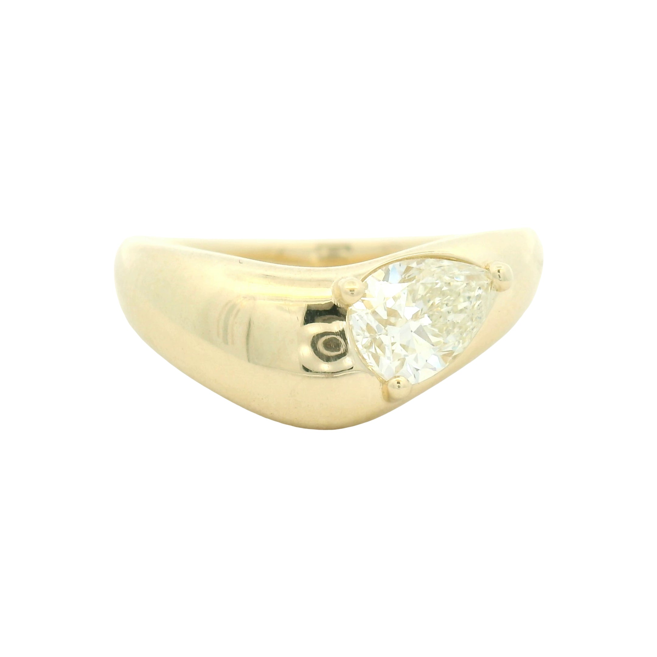 Pear-Shaped Diamond Yellow Gold Solitaire Ring