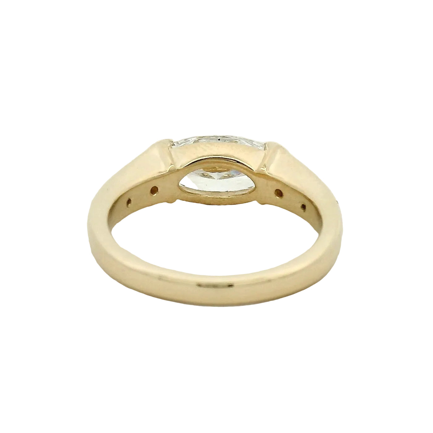 Yellow Gold East-West Diamond Ring with Star Accents